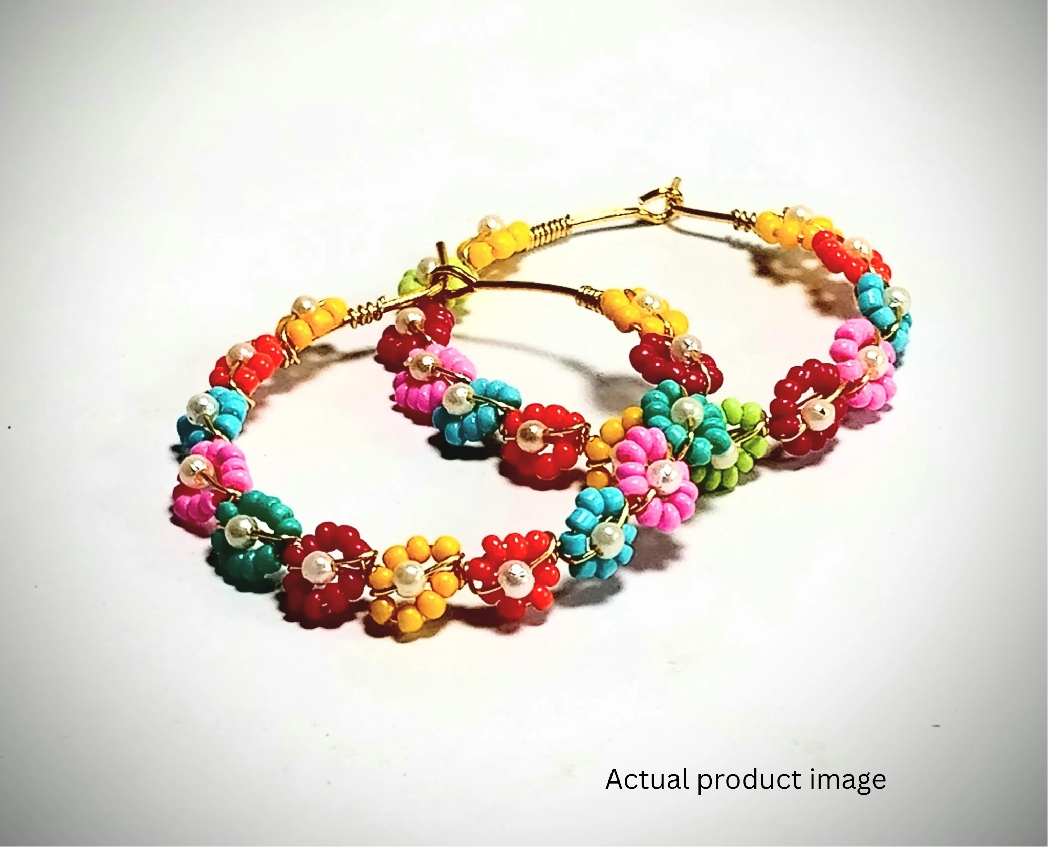 Beaded Hoop earrings - Multi colour 