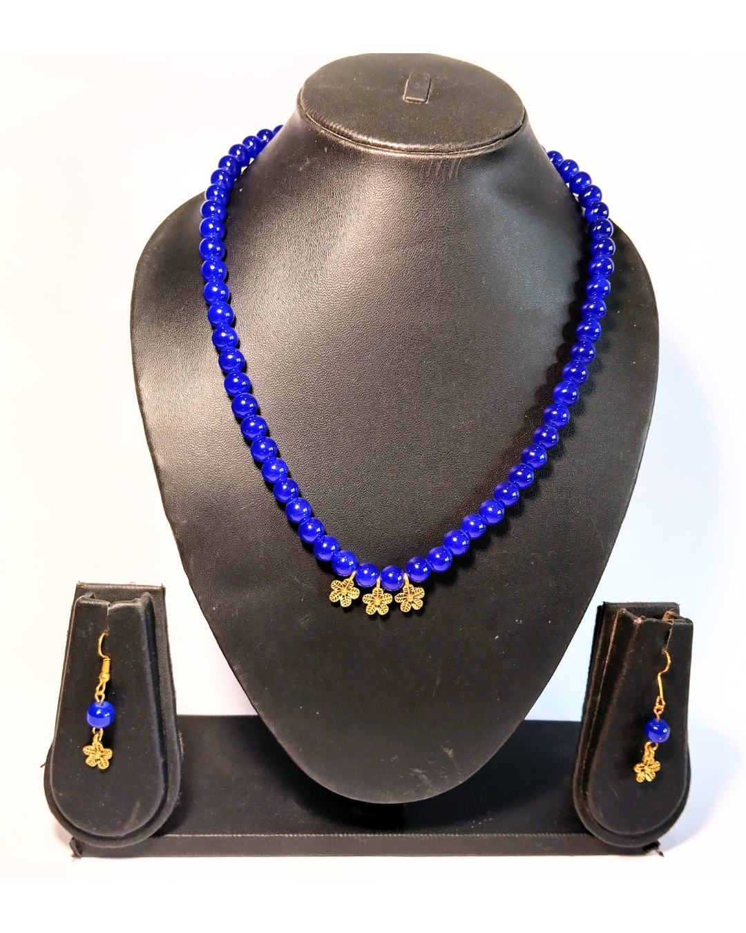 Royal Blue Beaded Necklace Set