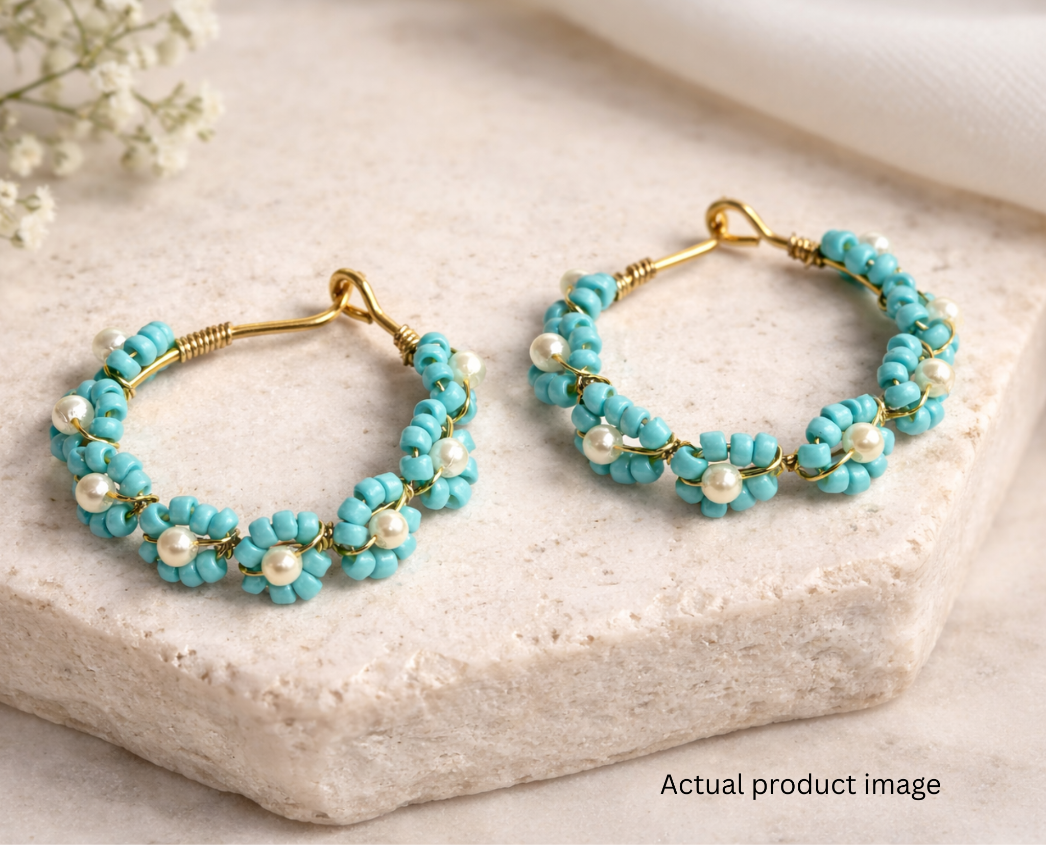 Sunshine Pearl Beaded Mini Hoops