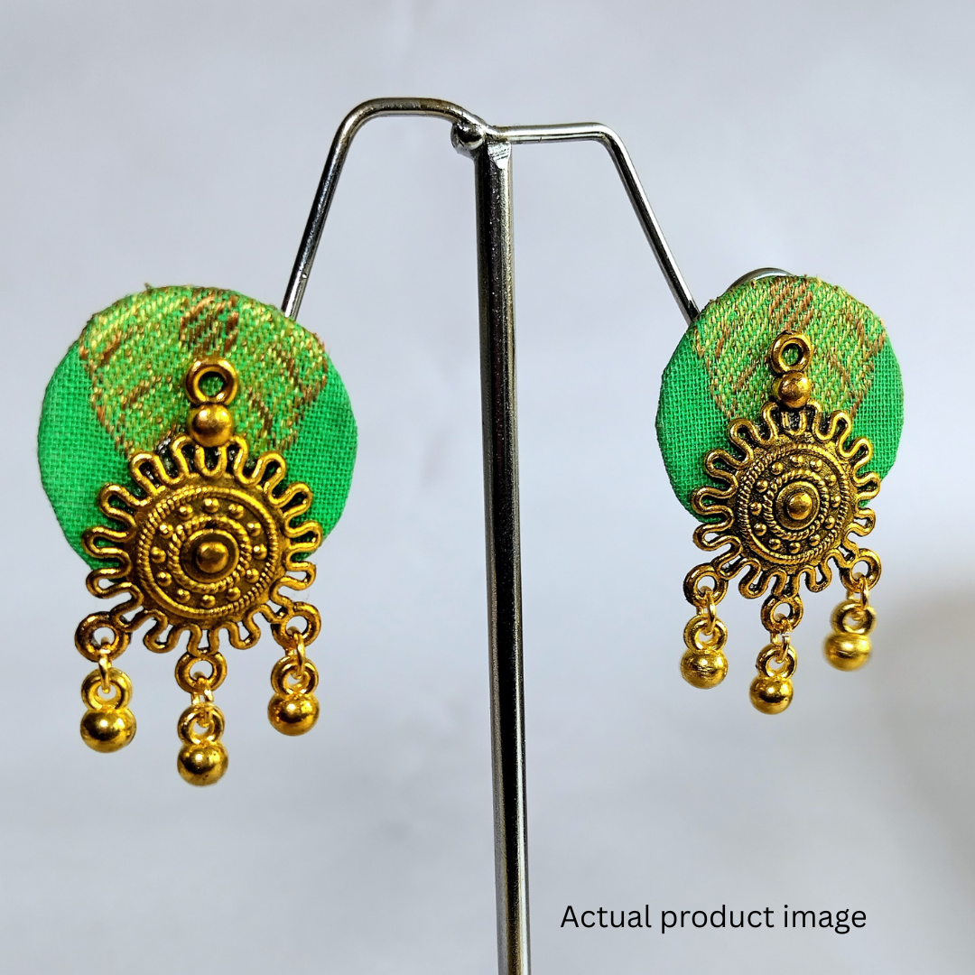 Emerald Sun Fabric Stud Earrings