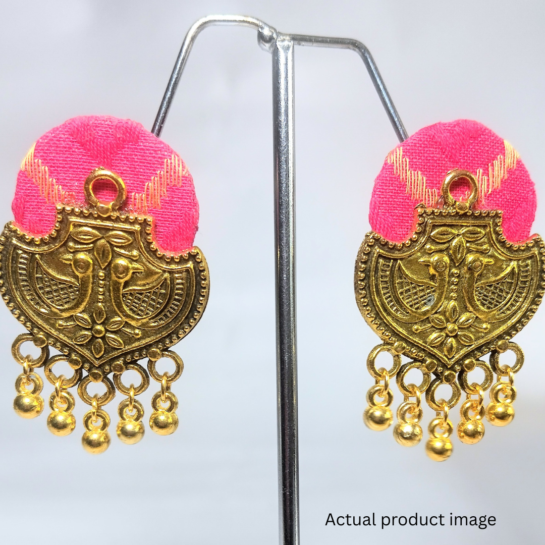 Petite Blush Peacock Fabric Earrings