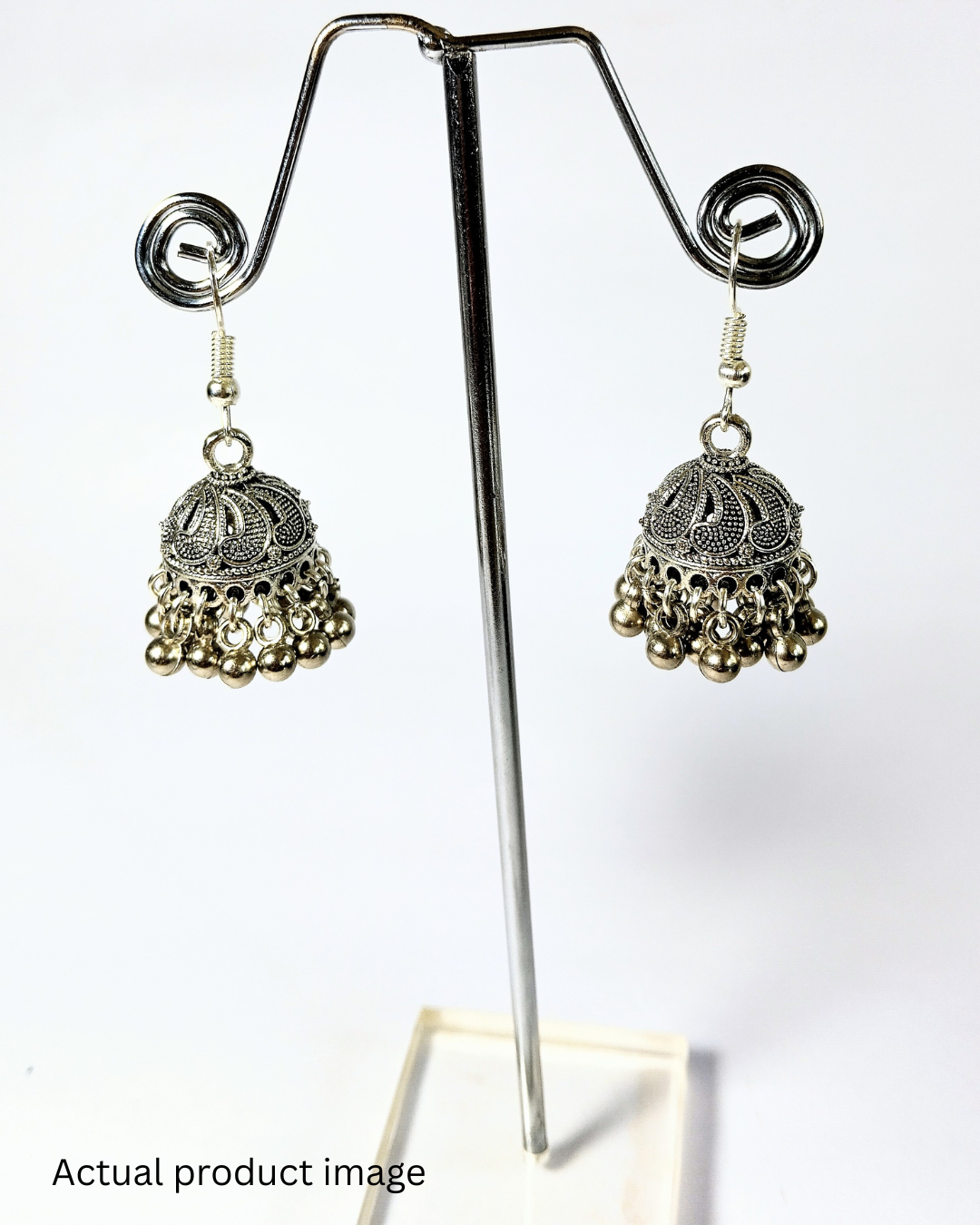 Classic Silver Jhumka Earrings (Medium Size)