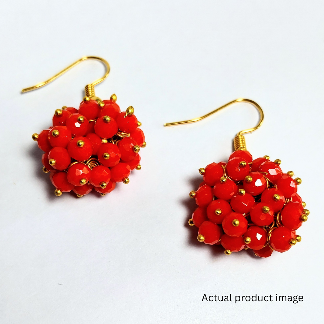 Scarlet Bloom Cluster Earrings
