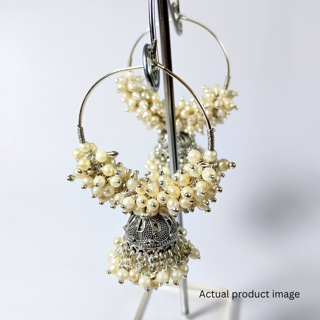 Elegant Pearl Hoop Jhumka Earrings