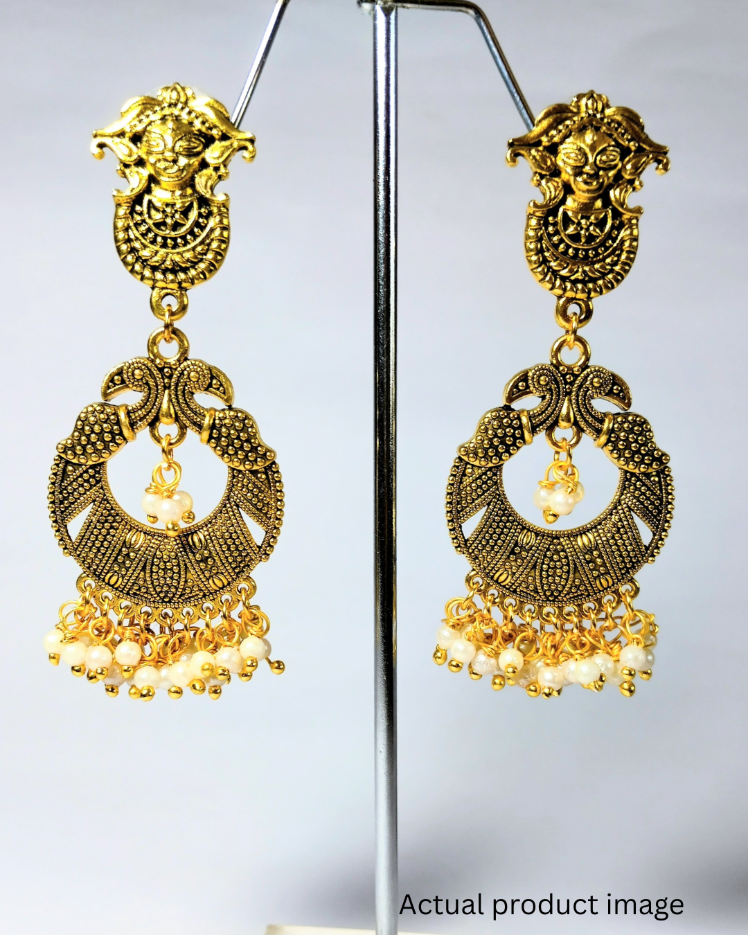 Royal Temple Pearl Drop Earrings