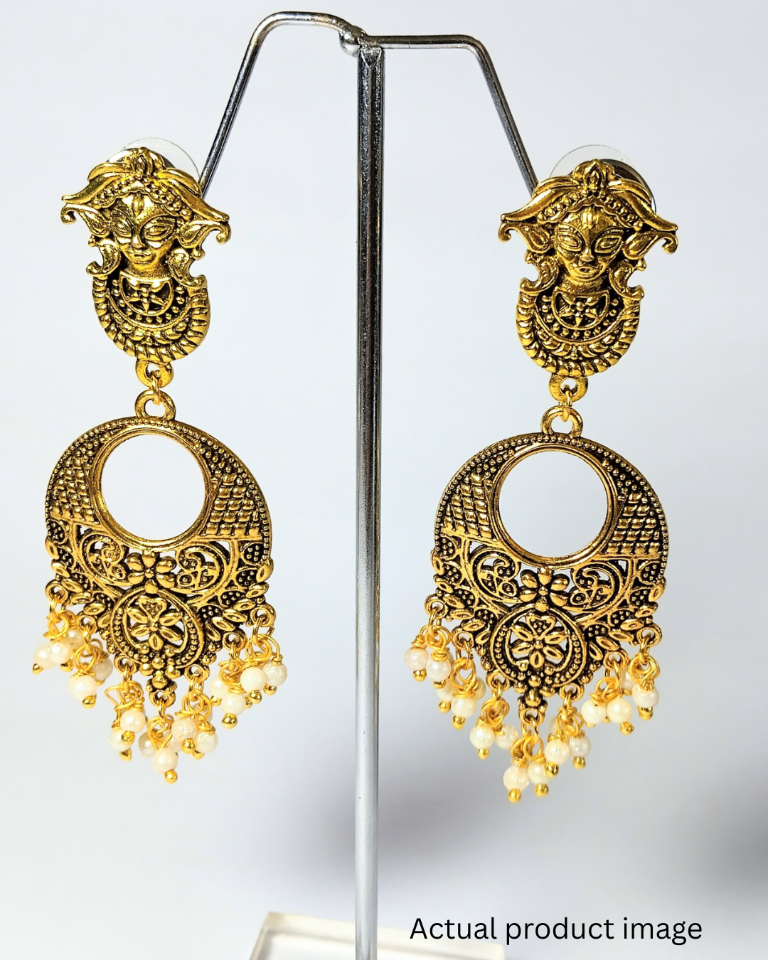 Antique Temple Pearl Drop Earrings