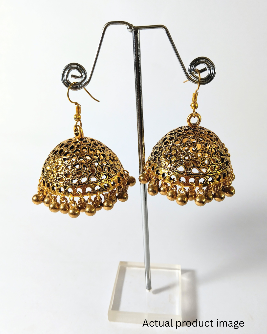 Grand Filigree Gold Jhumka Earrings – Statement Traditional Design
