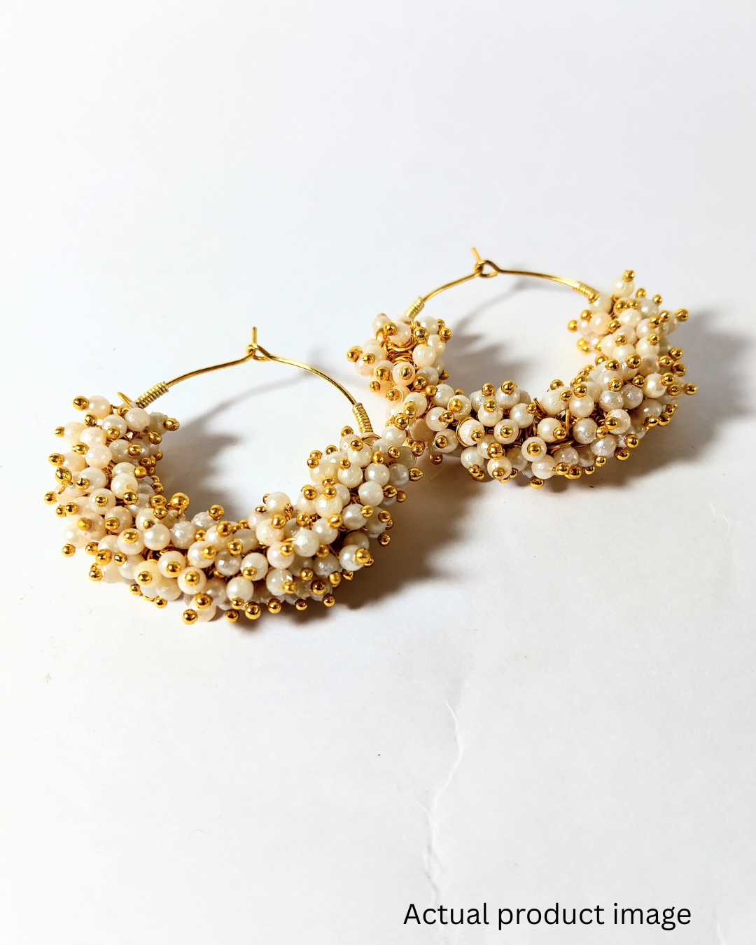 Elegant Pearl Cluster Hoop Earrings