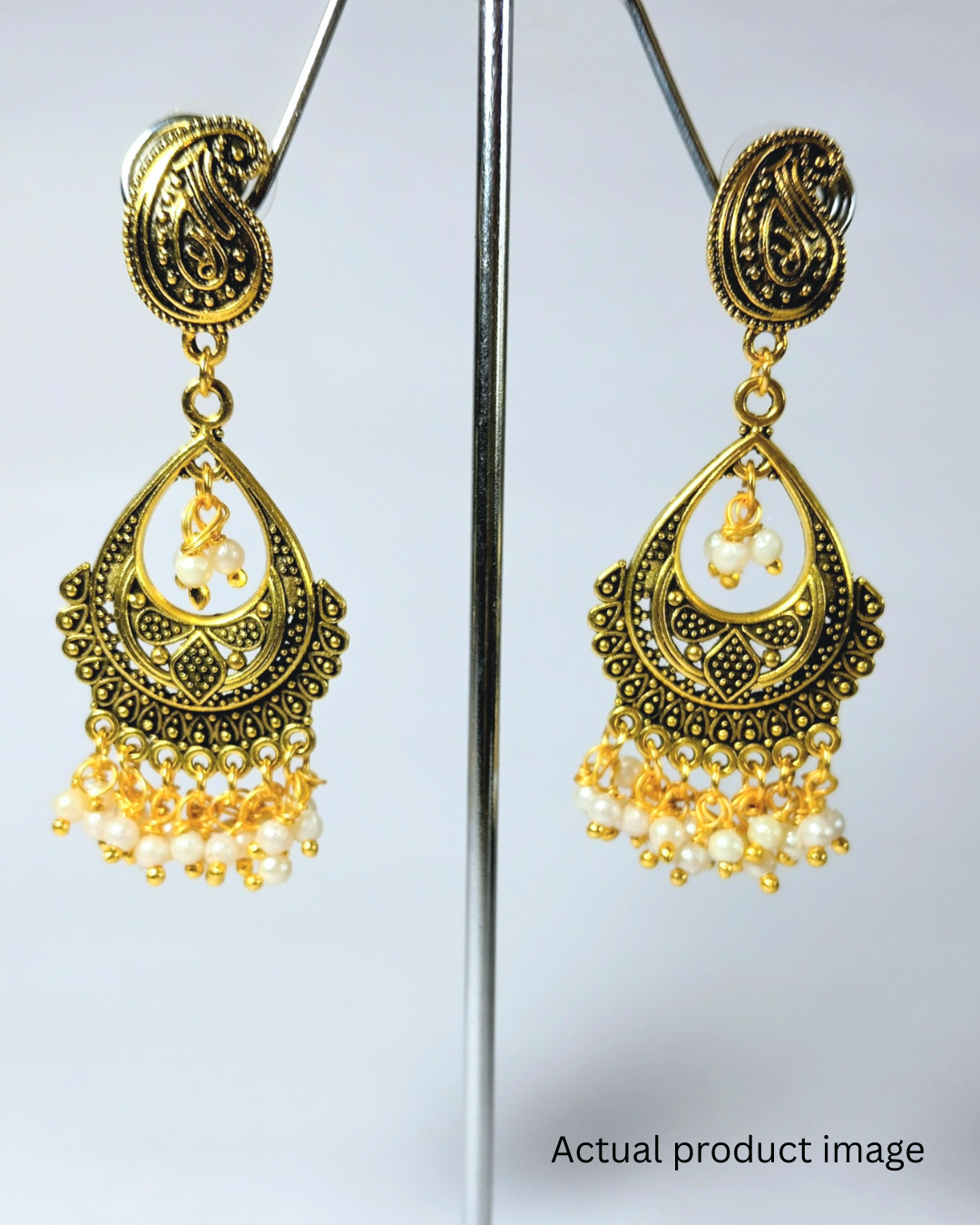 Paisley Pearl Drop Ethnic Earrings