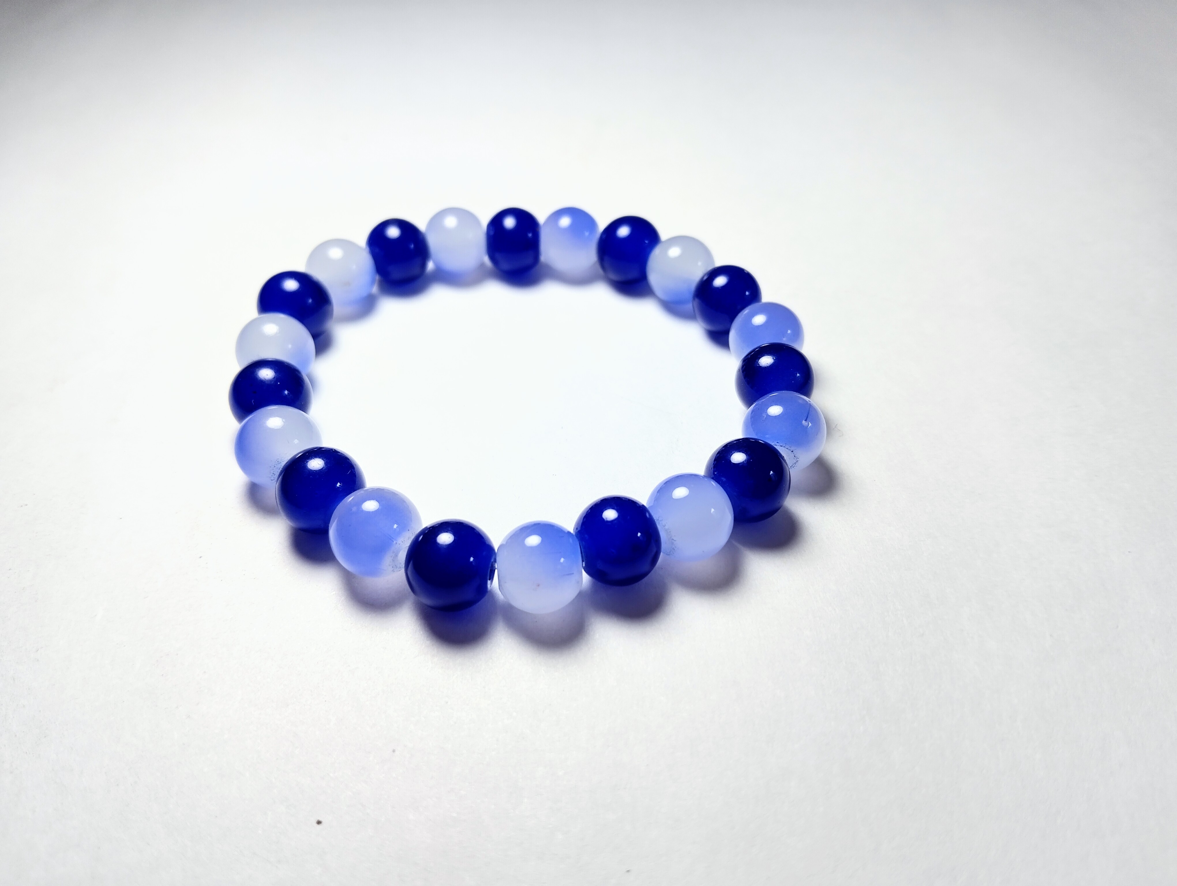 Glass Bead Bracelet - Dark and Light blue