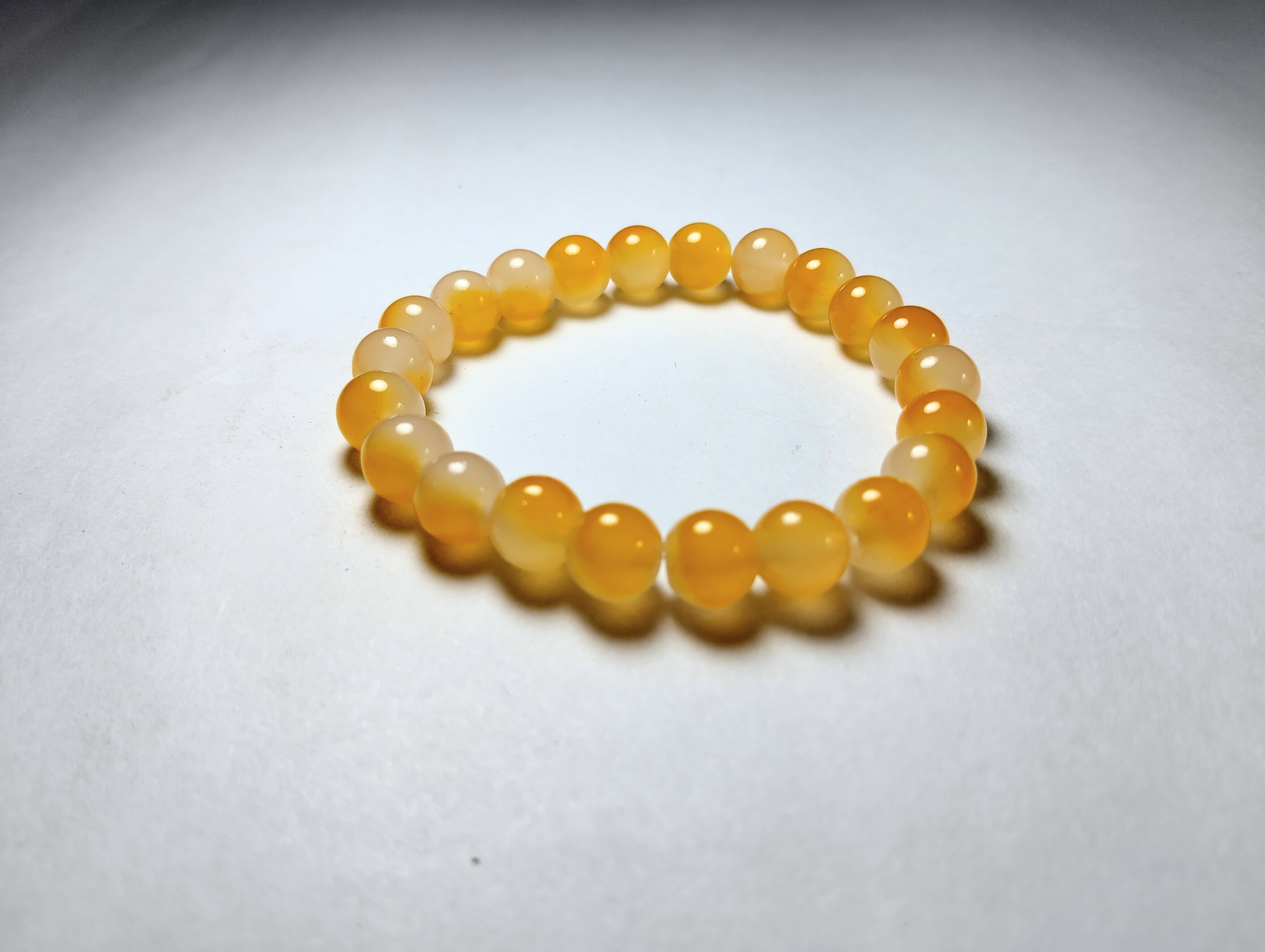 Glass Bead Bracelet - Yellow with white shades 