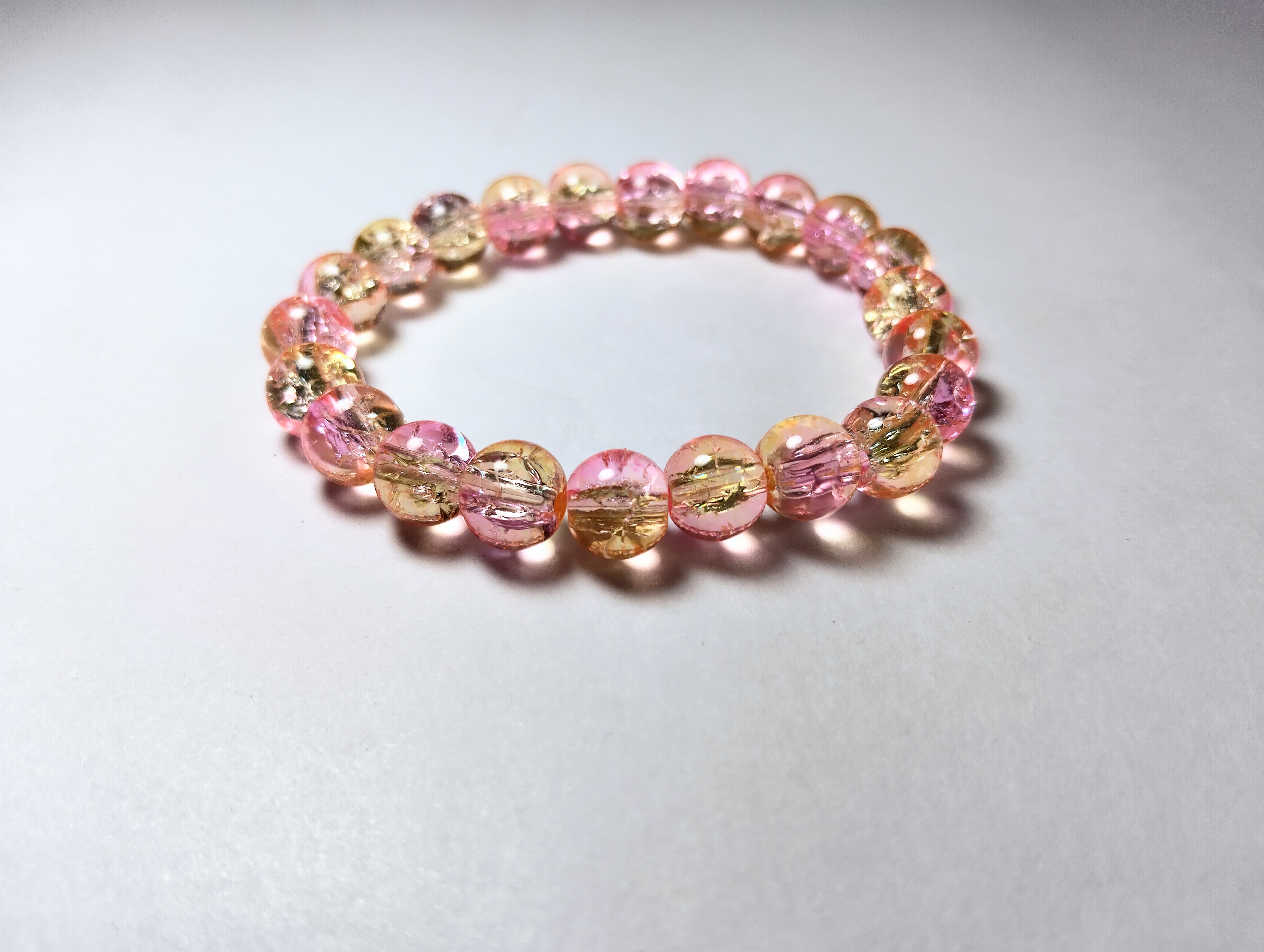 Glass Bead Bracelet - Crystal Peach