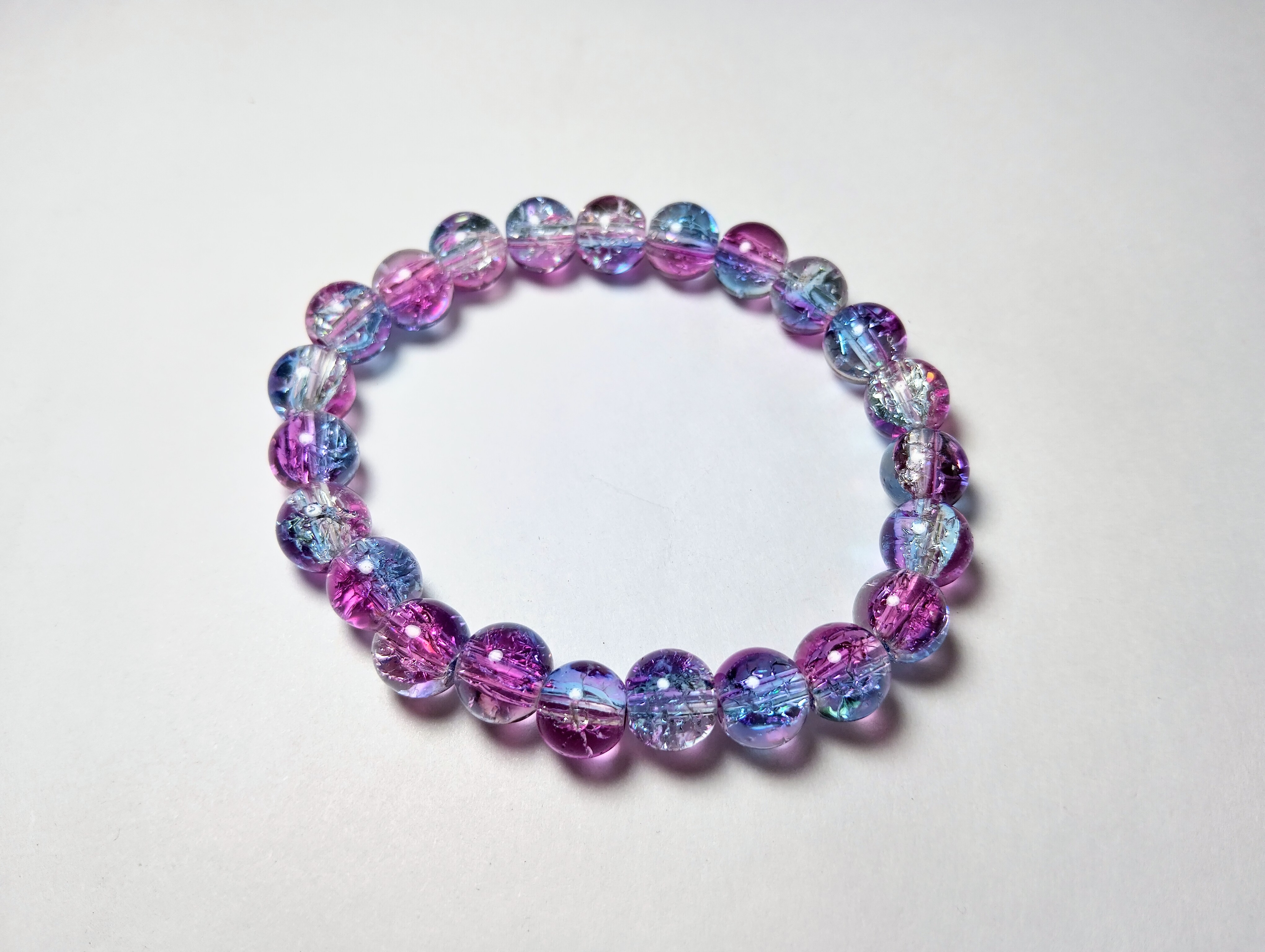 Glass Bead Bracelet- Pink and blue