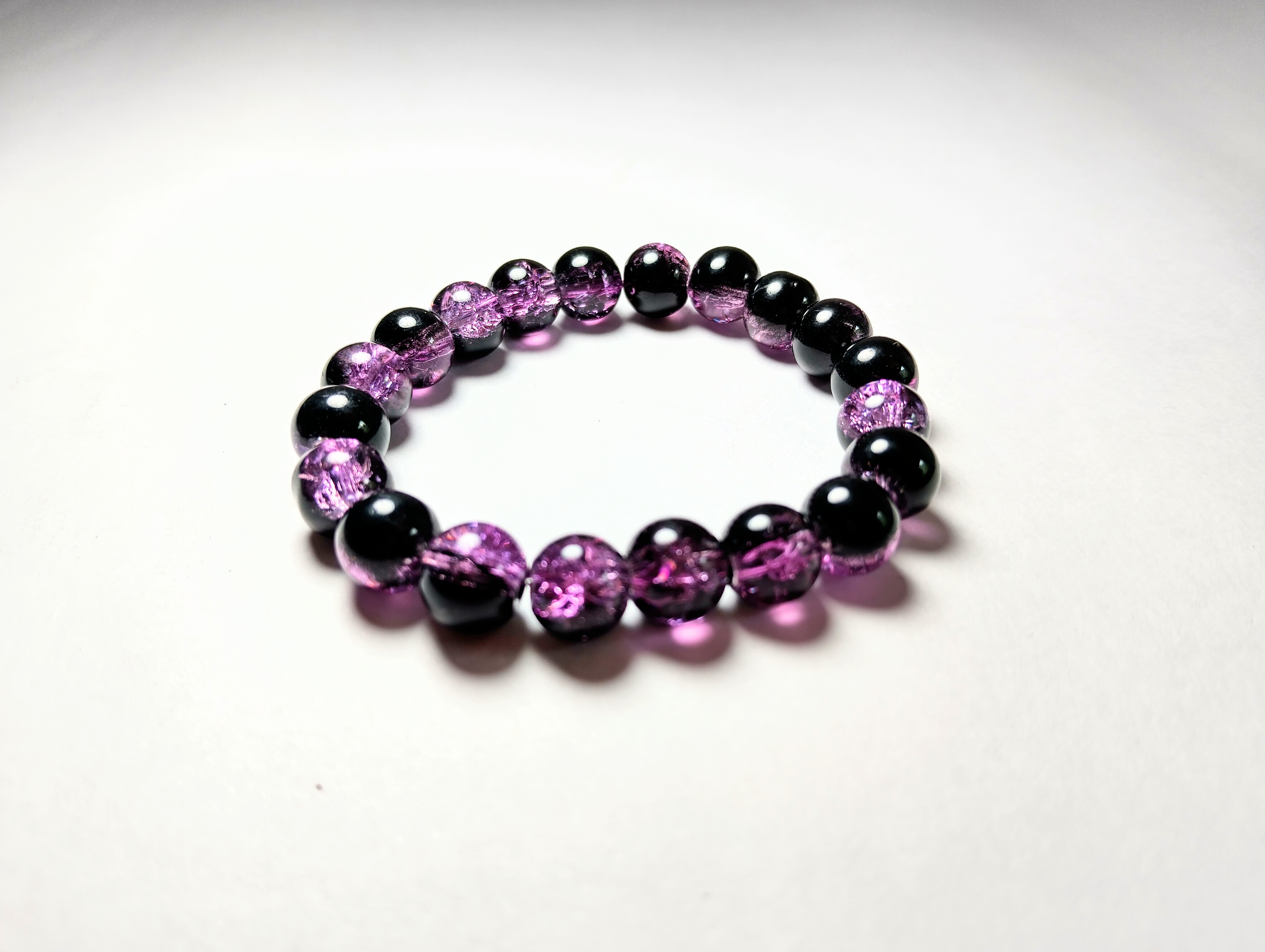 Glass Bead Bracelet black and purple