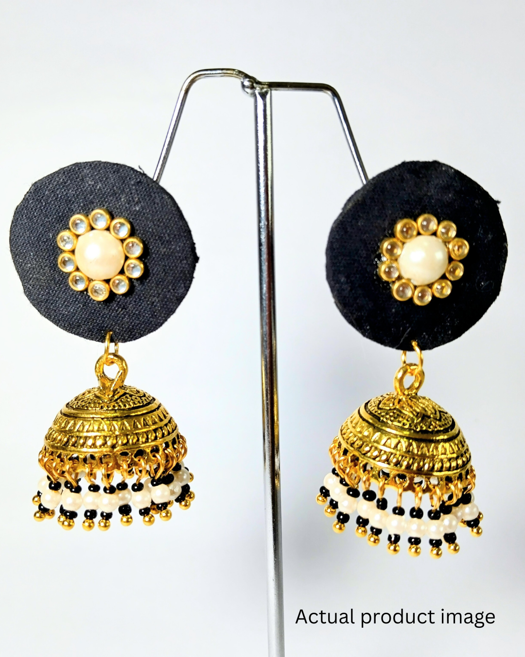 Elegant Black & Gold Jhumka Earrings