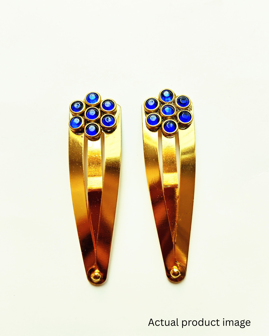 Blue Crystal Floral Gold Hair Clip