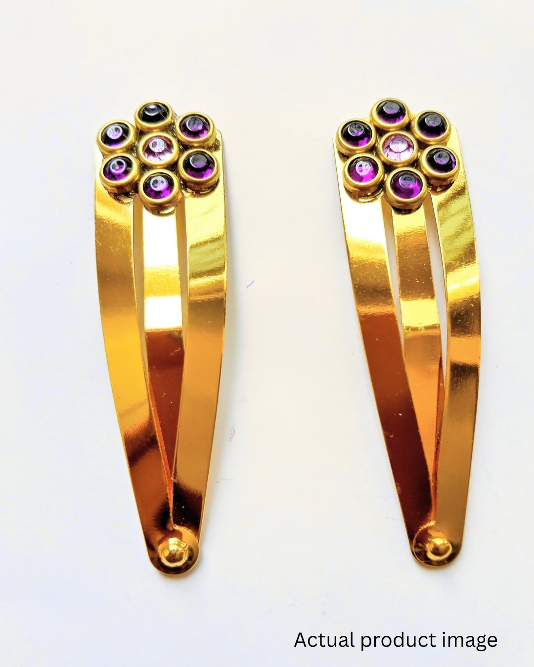 Purple Crystal Floral Gold Hair Clip
