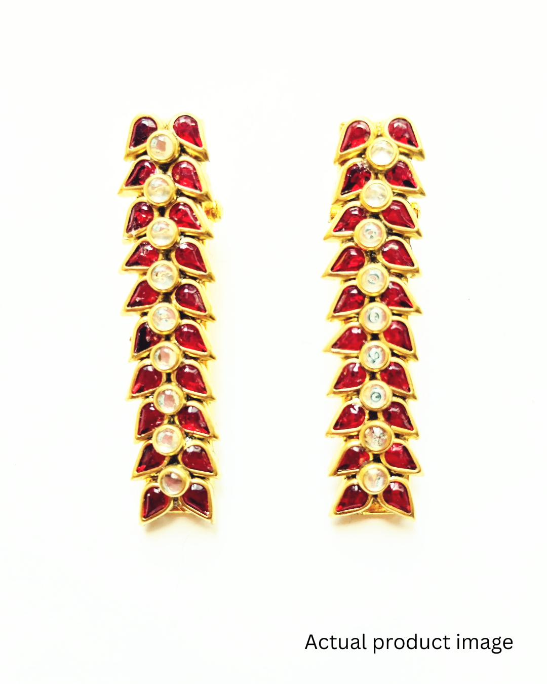 Red Kundan Designer Hair Clip Set