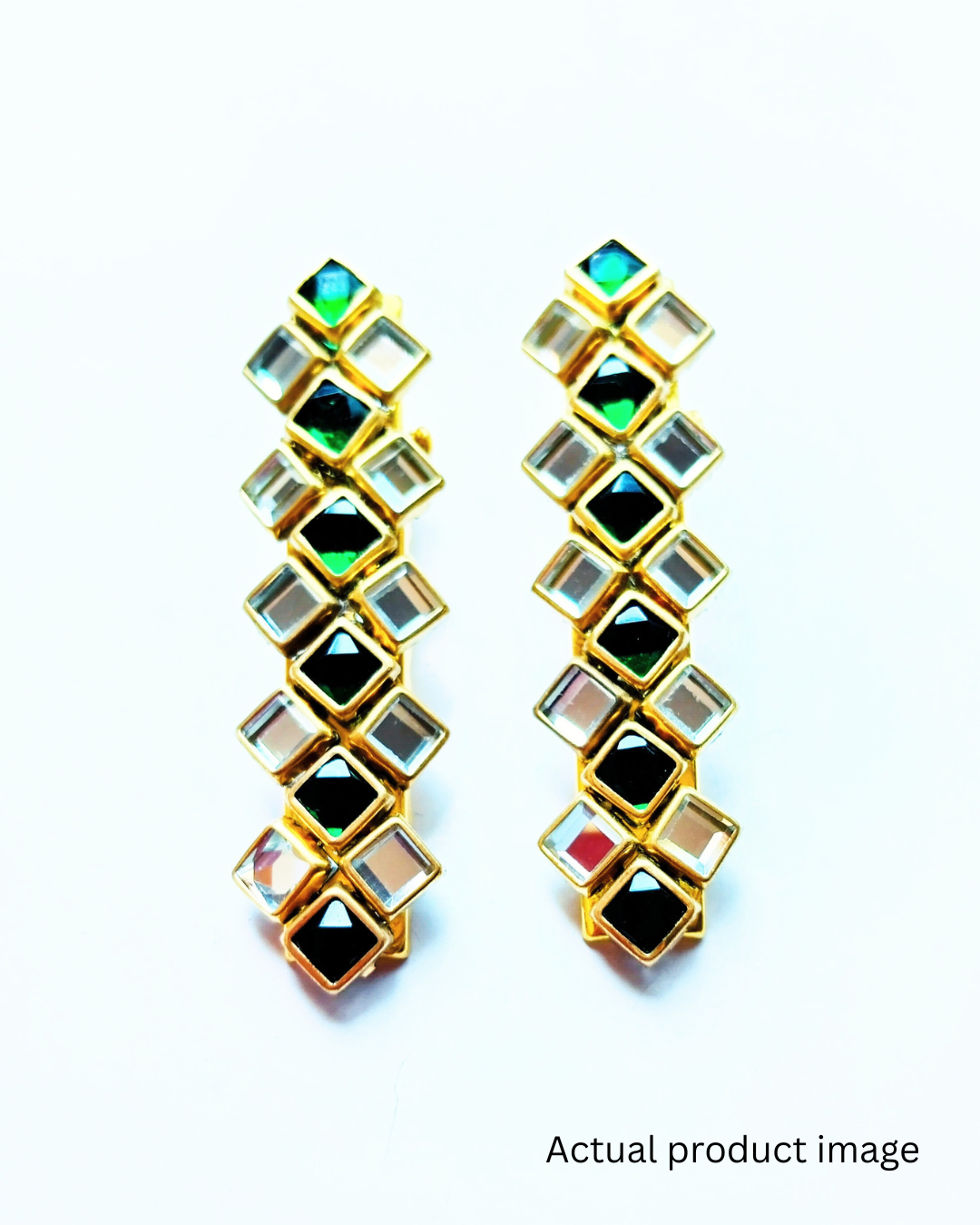 Elegant Geometric Stone Hair Clip - White and Green 