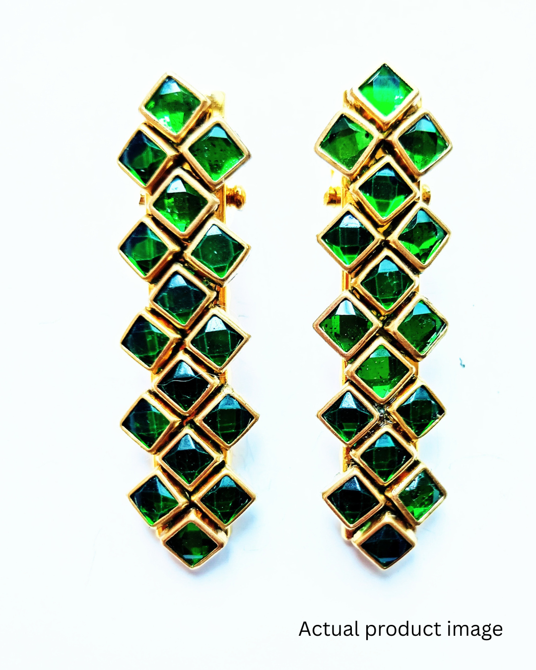 Elegant Green Kundan Hair Clip – Set of 2