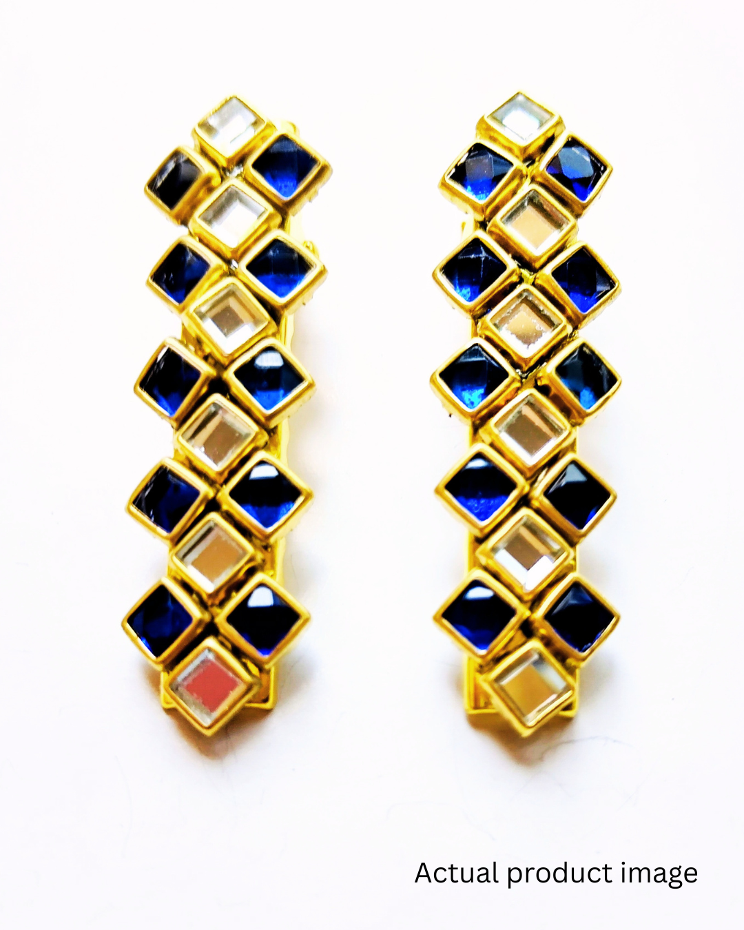 Royal Blue Kundan Hair Clip – Set of 2