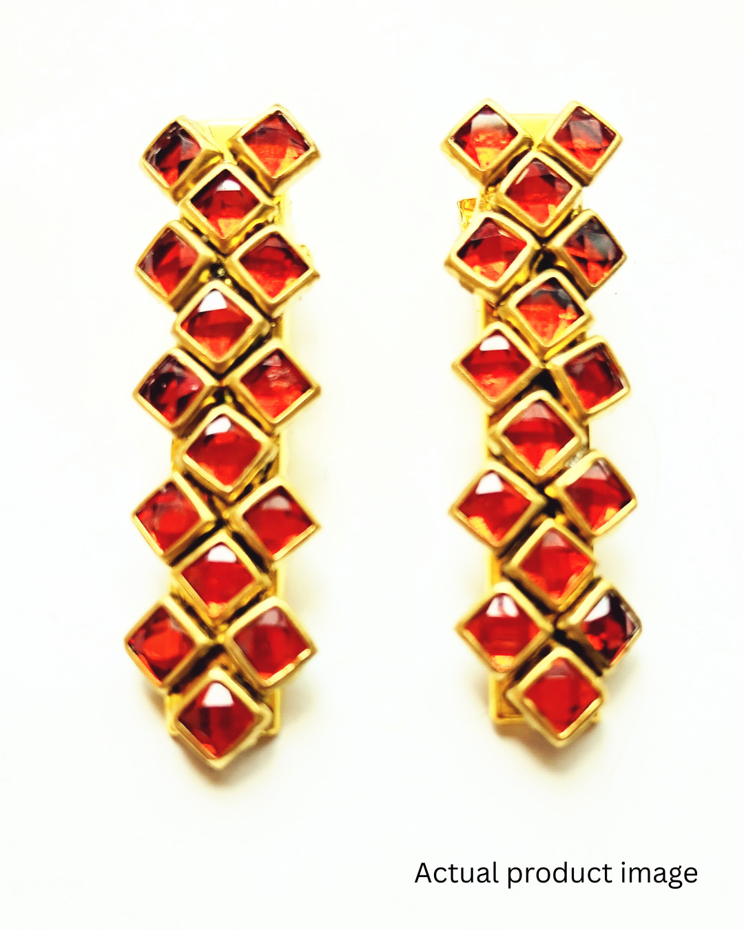 Classic Orange Kundan Hair Clip – Set of 2