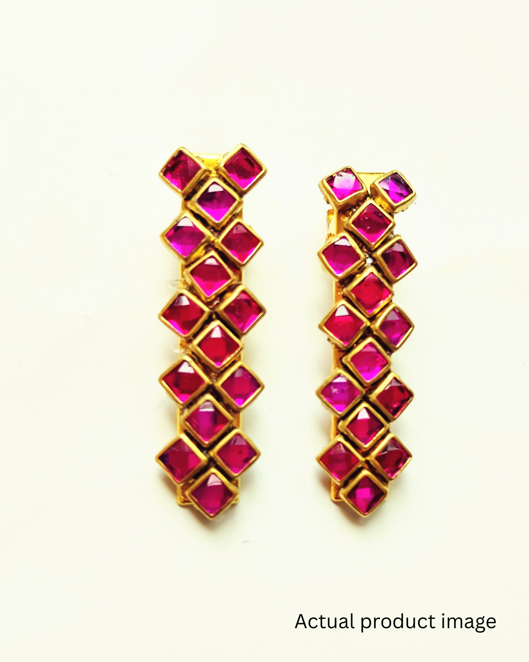 Elegant Pink Kundan Hair Clip - Set of 2