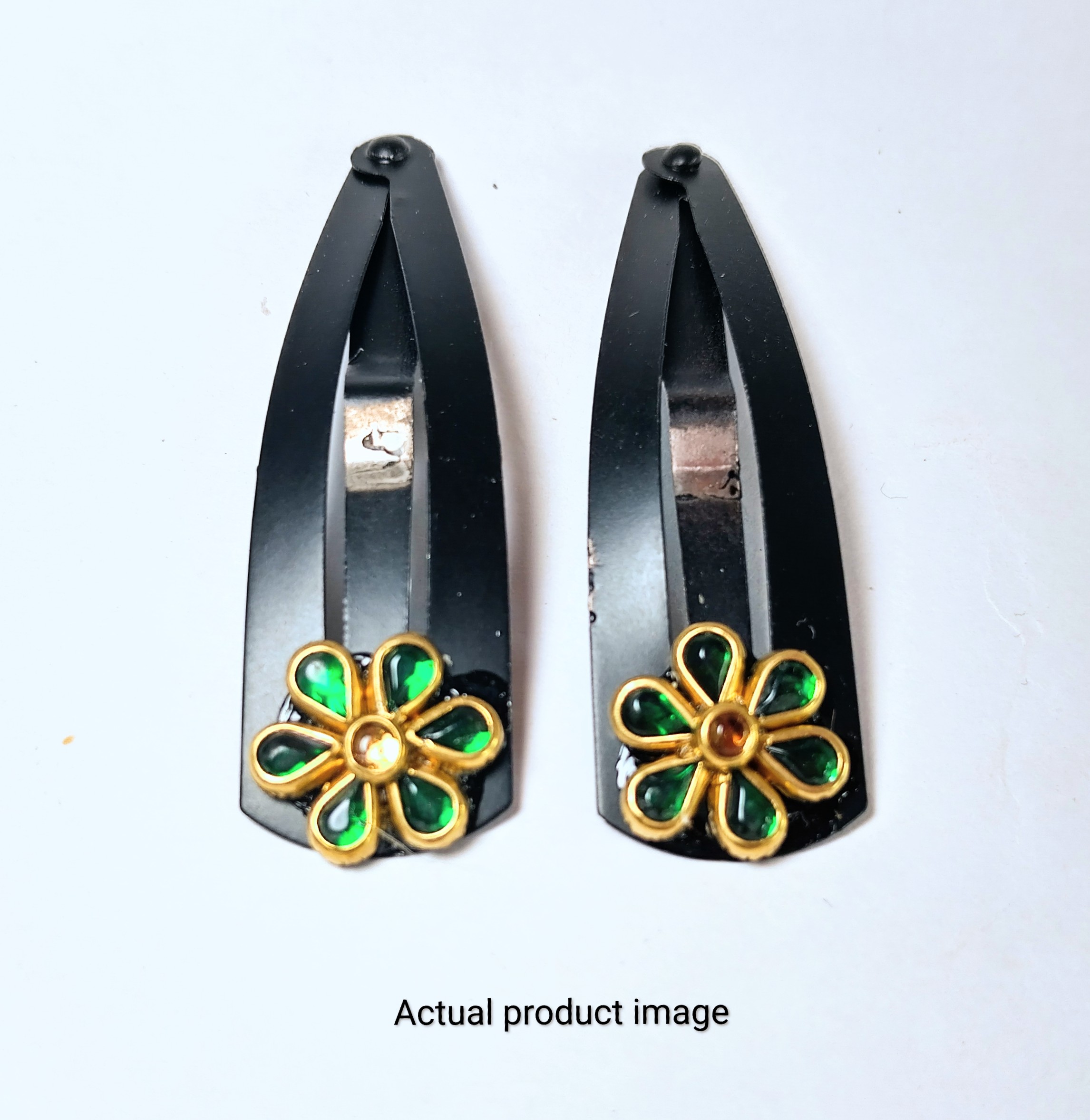 Emerald Green Floral Hair Clip