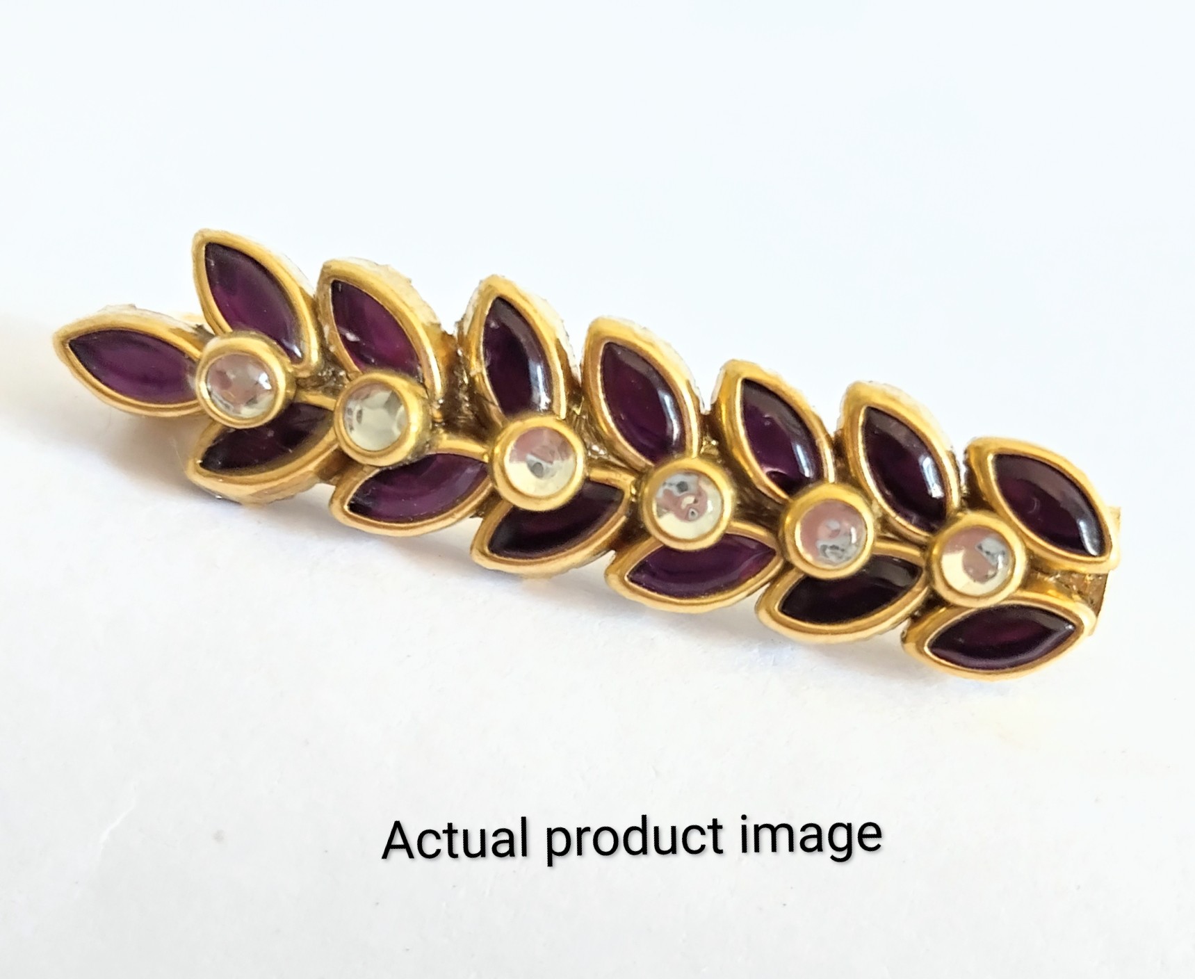 Classic Floral Saree Pin – Maroon & Gold Elegance