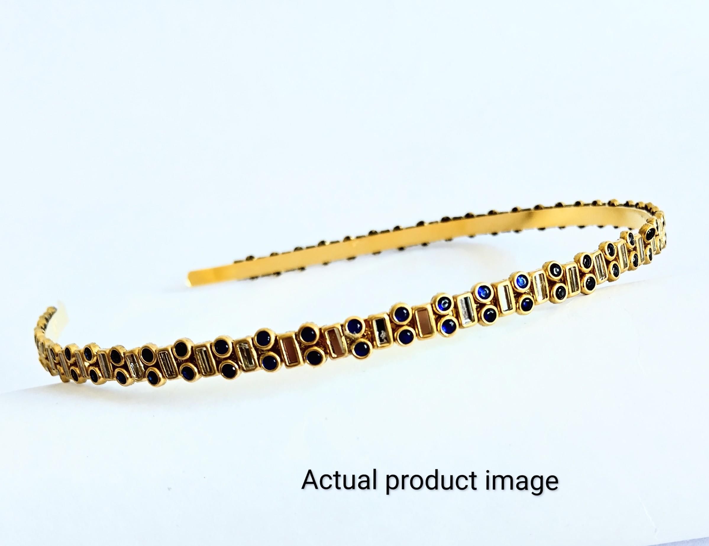 Elegant Blue Stone Geometric Hair Band