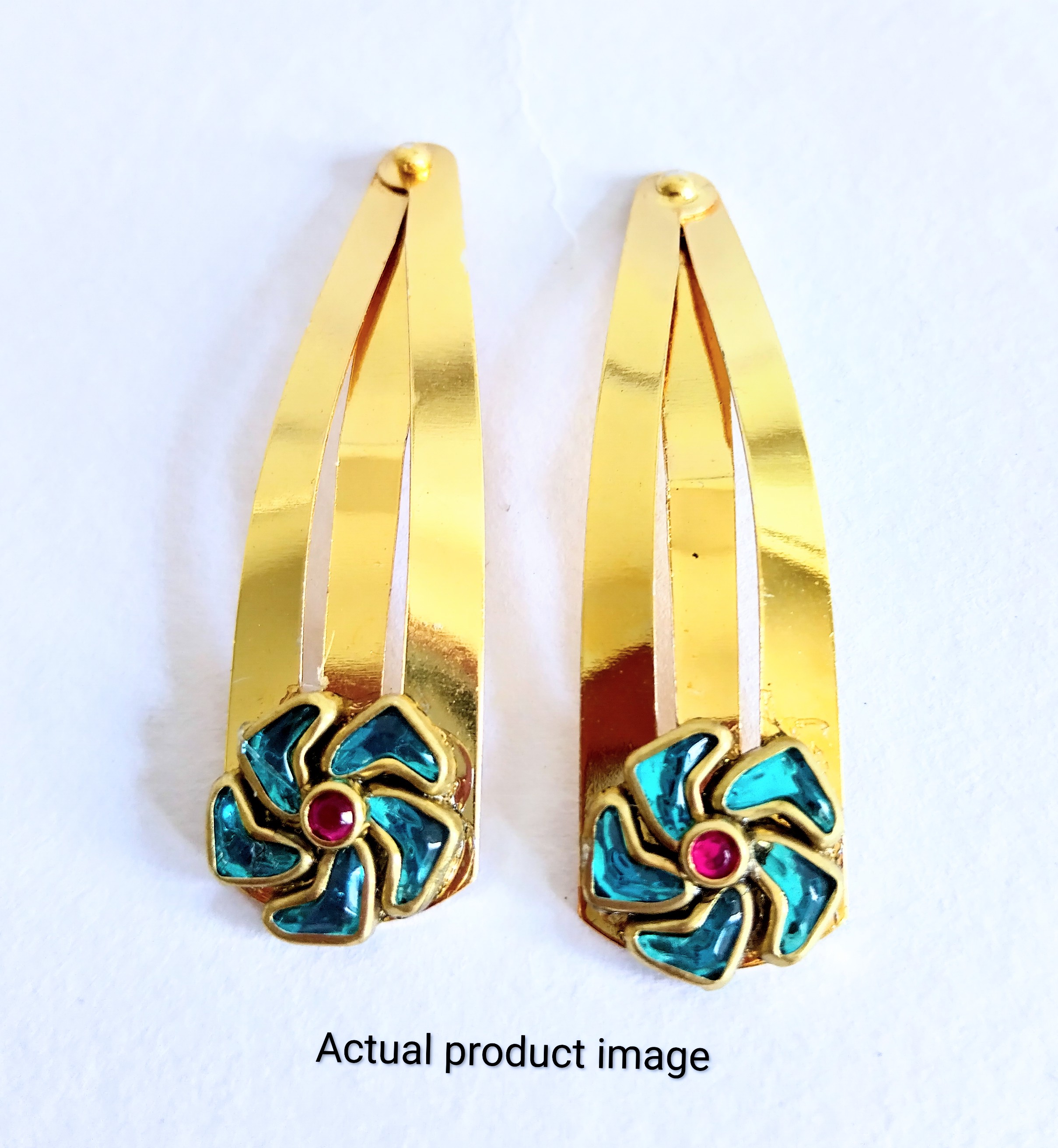 Ocean Breeze Swirl Hair Clip Set – Gold Finish