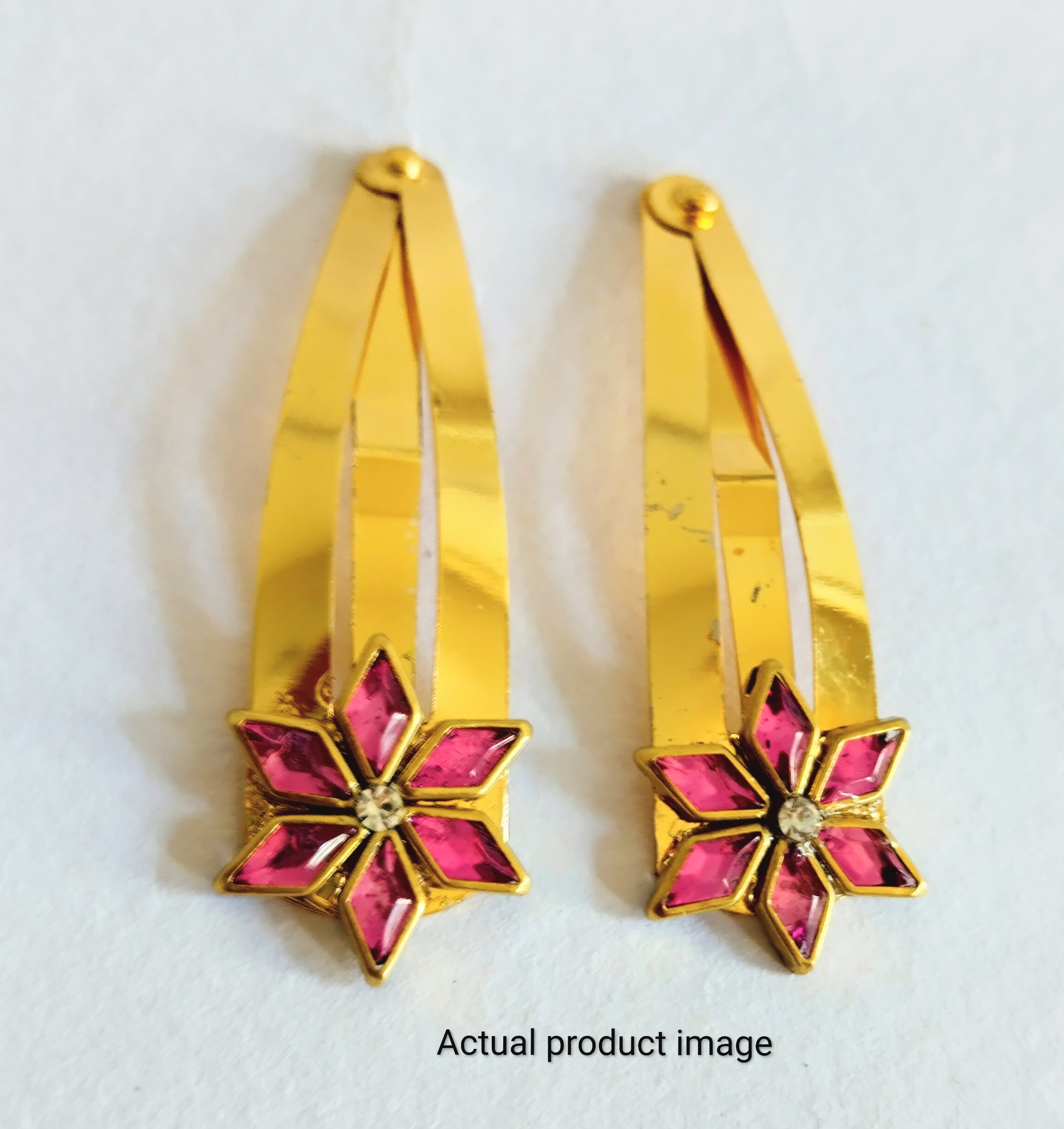 Blush Pink Star Bloom Hair Clip Set – Gold Finish