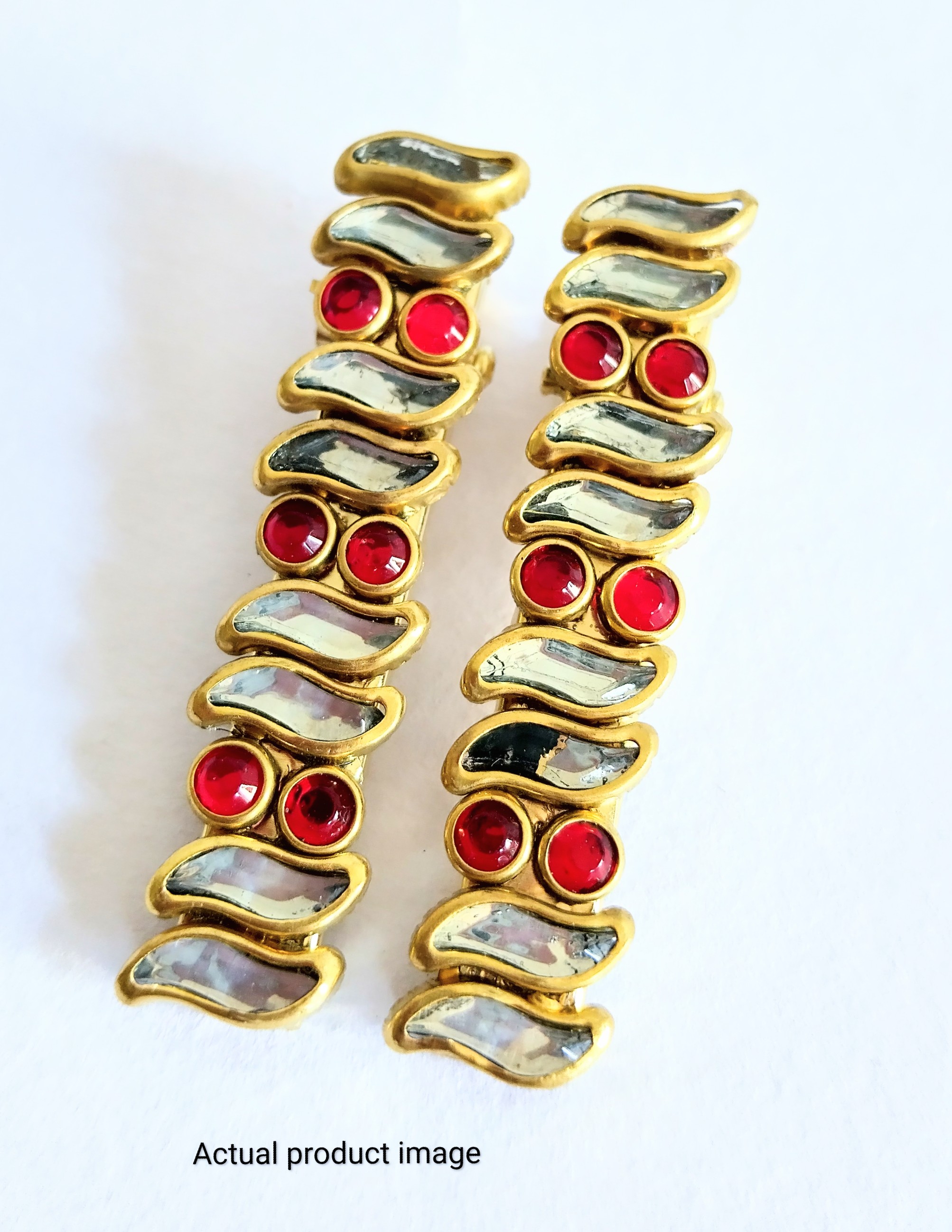 Ruby Wave Hair Clip Set – Gold Finish