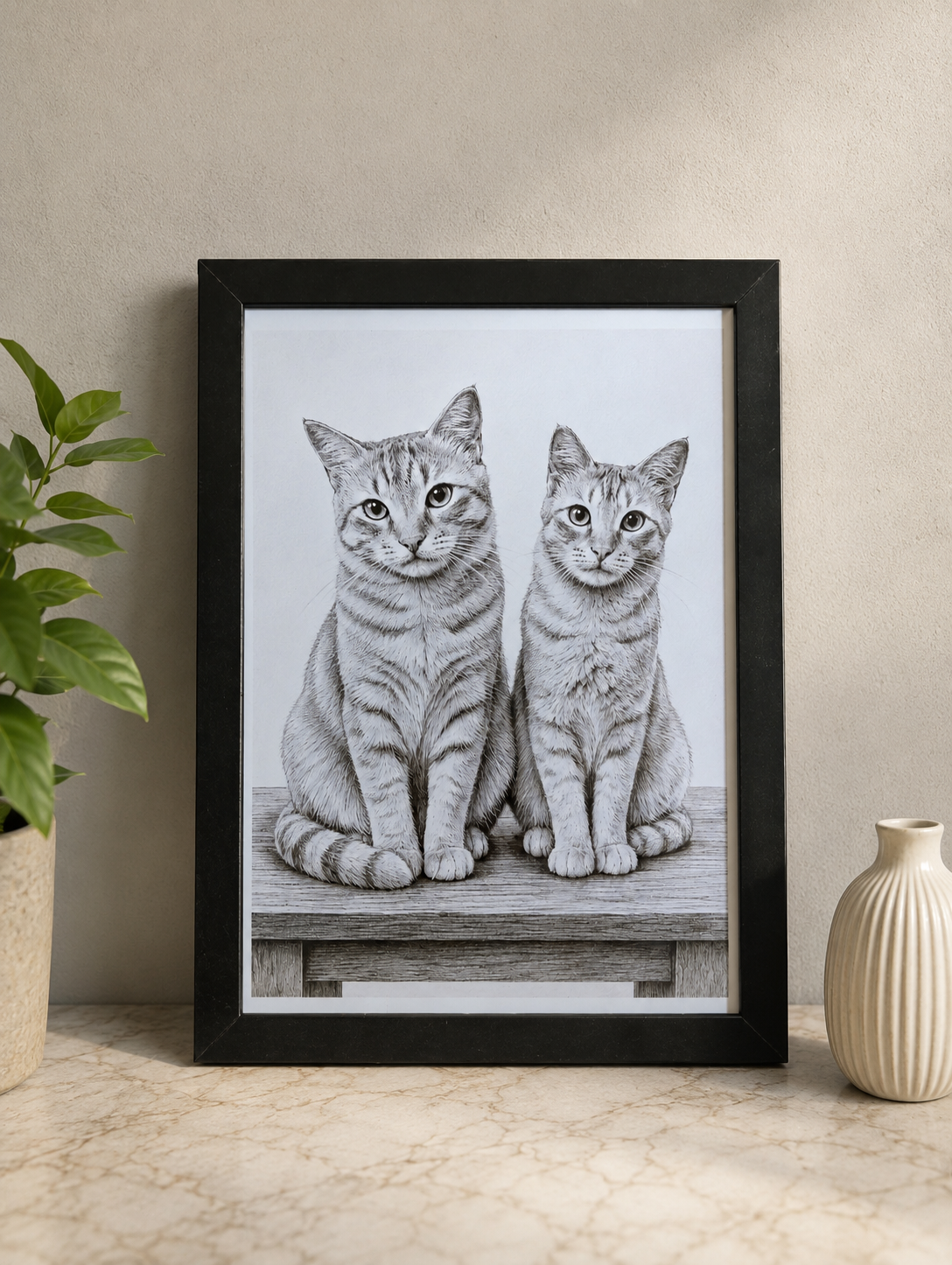 Elegant Cat Art Frame – A4 Size
