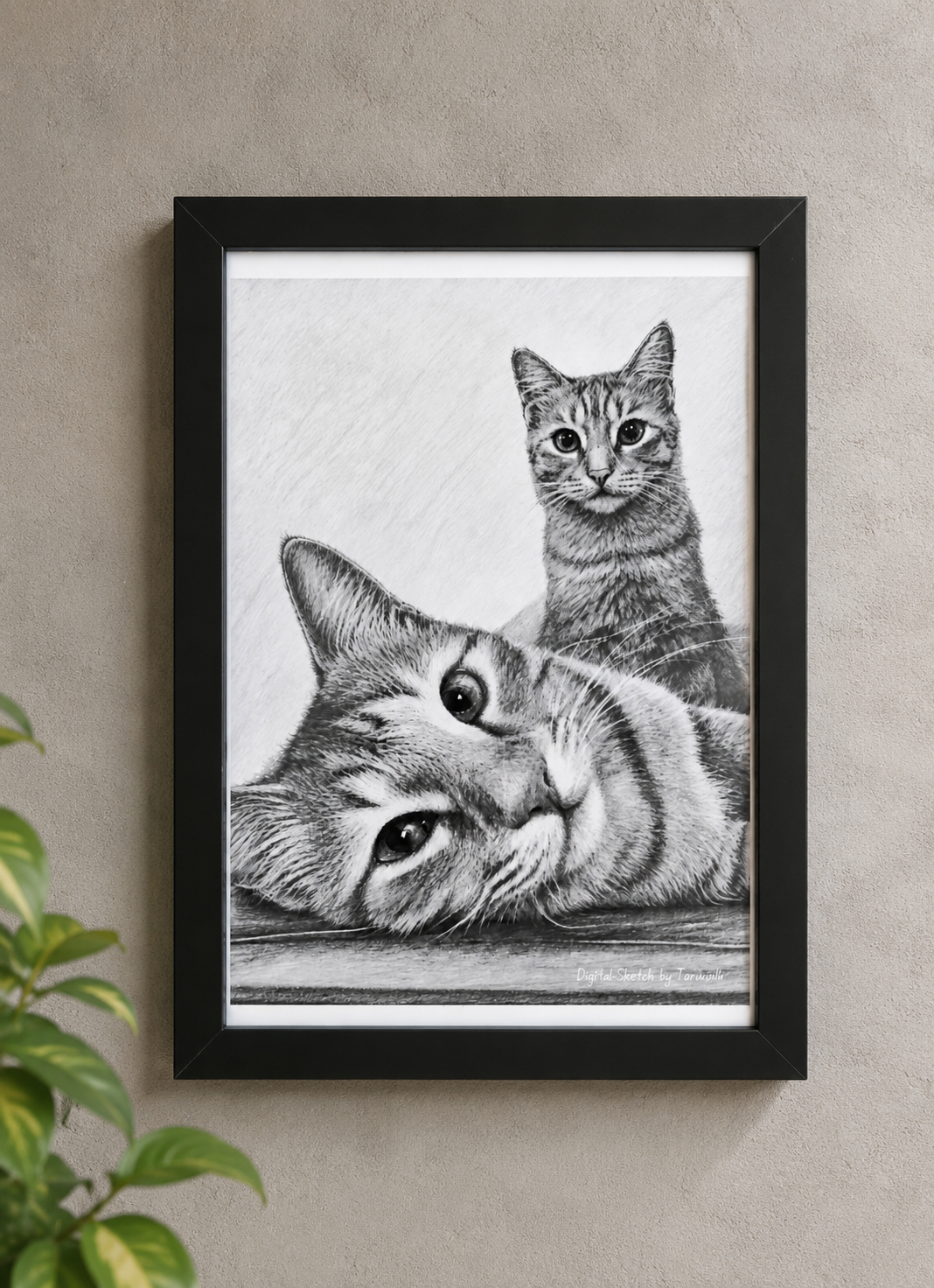Cute Cat Sketch Photo Frame – A4 size 