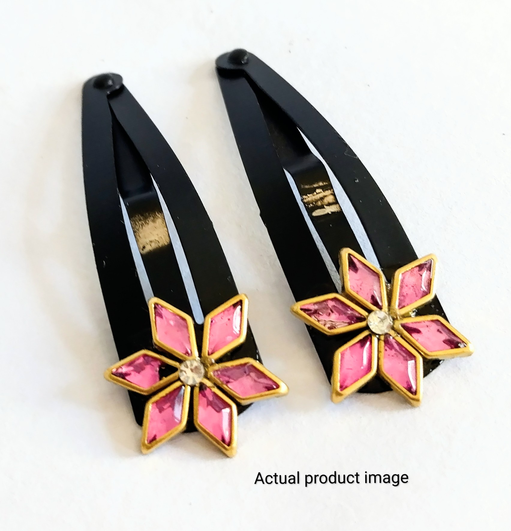 Blush Pink Floral Snap Hair Clip Set – Pair of 2