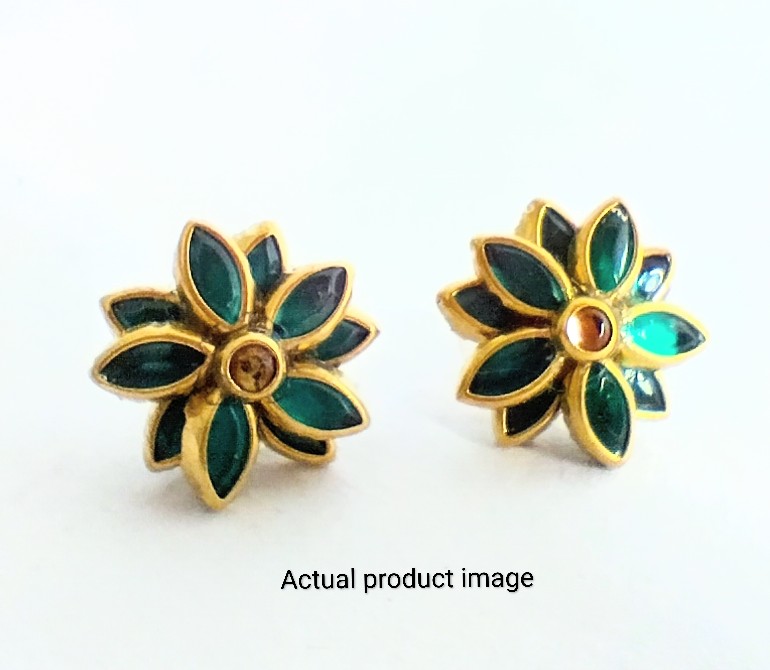 Elegant Floral Petal Stud Earrings - Turquoise green