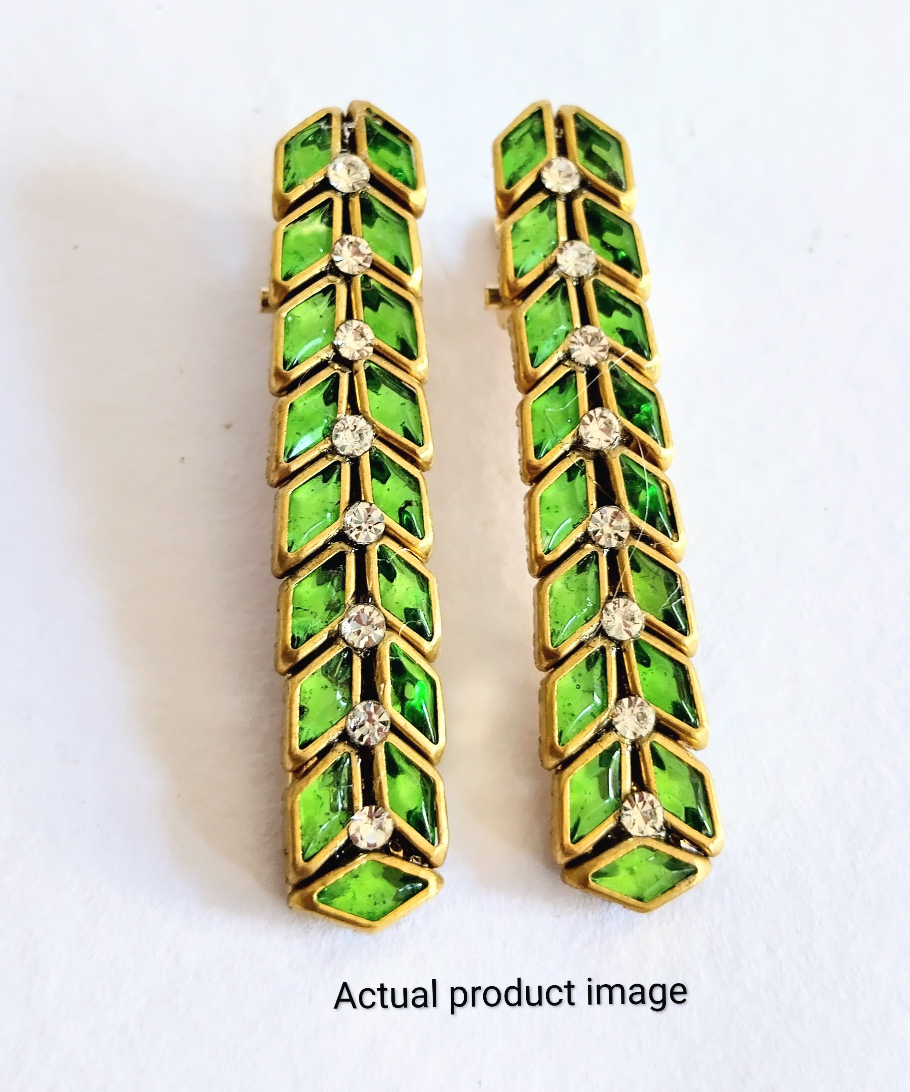 Lime Green Chevron Hair Clip Set – Pair of 2