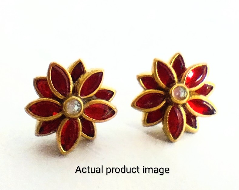 Ruby Bloom Floral Stud Earrings