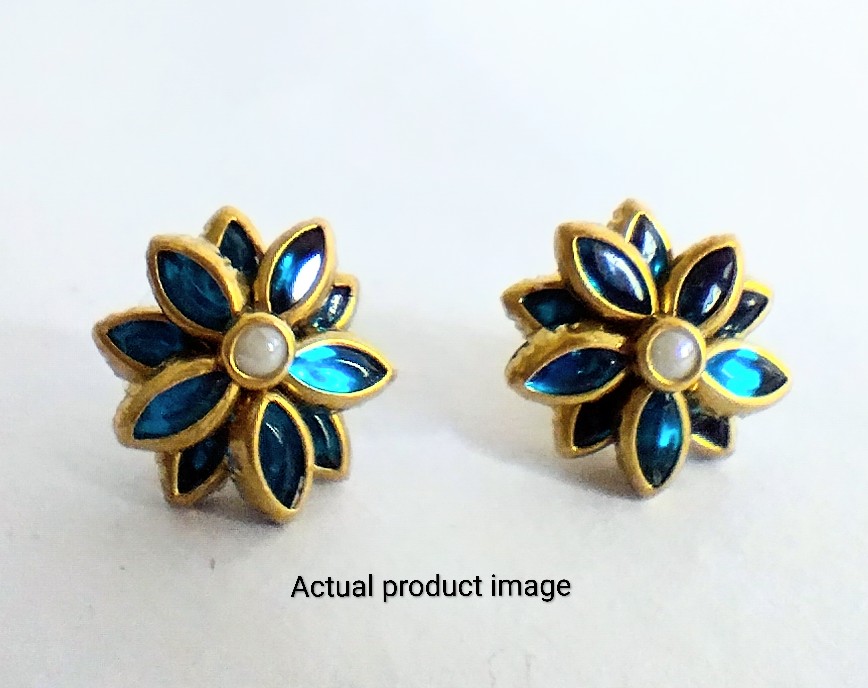 Blue Bloom Floral Stud Earrings