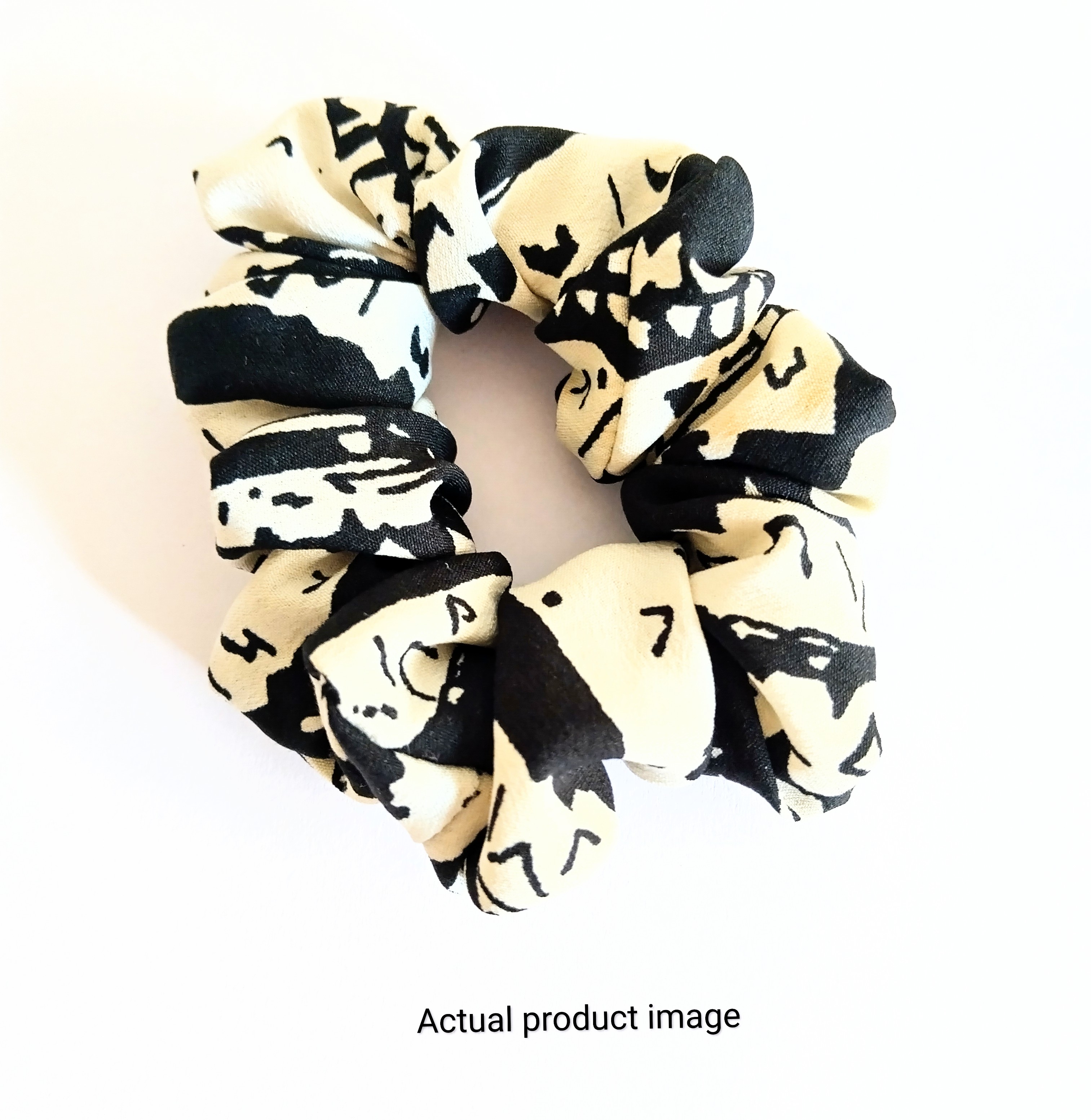 Black & White Abstract Fabric Scrunchie (Up-cycled)