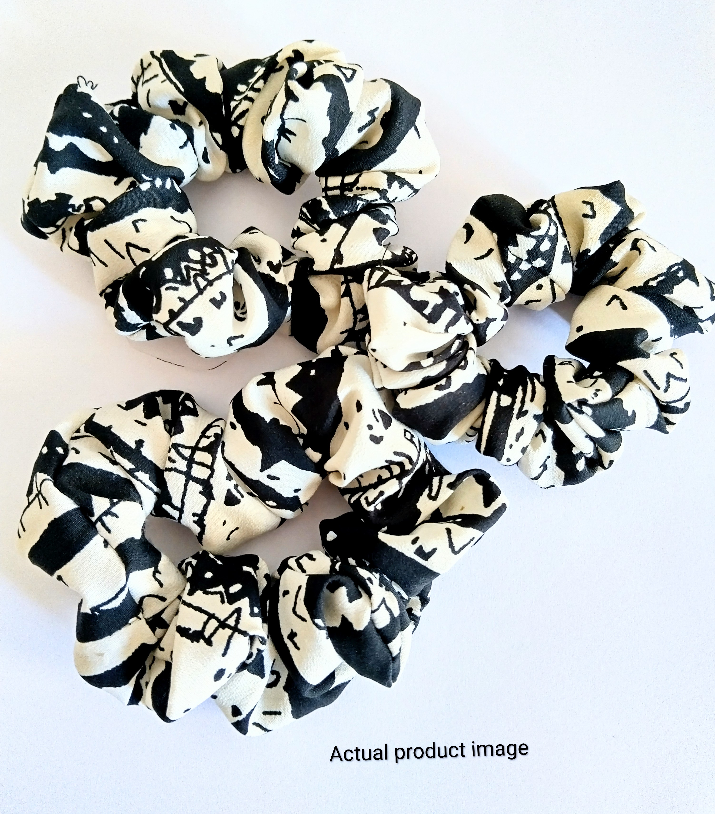 Black & White Scrunchie Trio – Set of 3 ( Up-cycled )