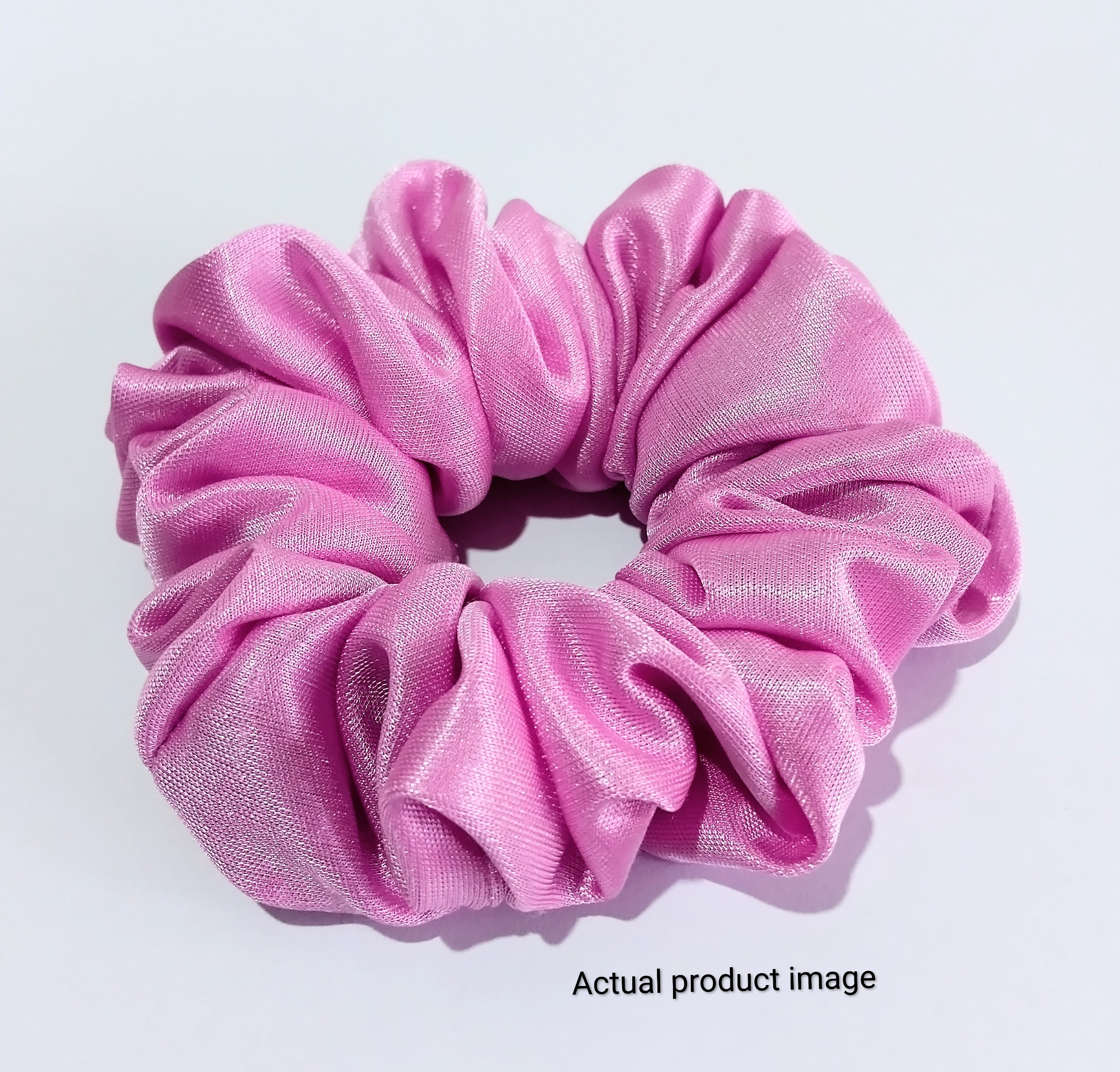 Pink Satin fabric scrunchie - Medium size (Up-cycled)