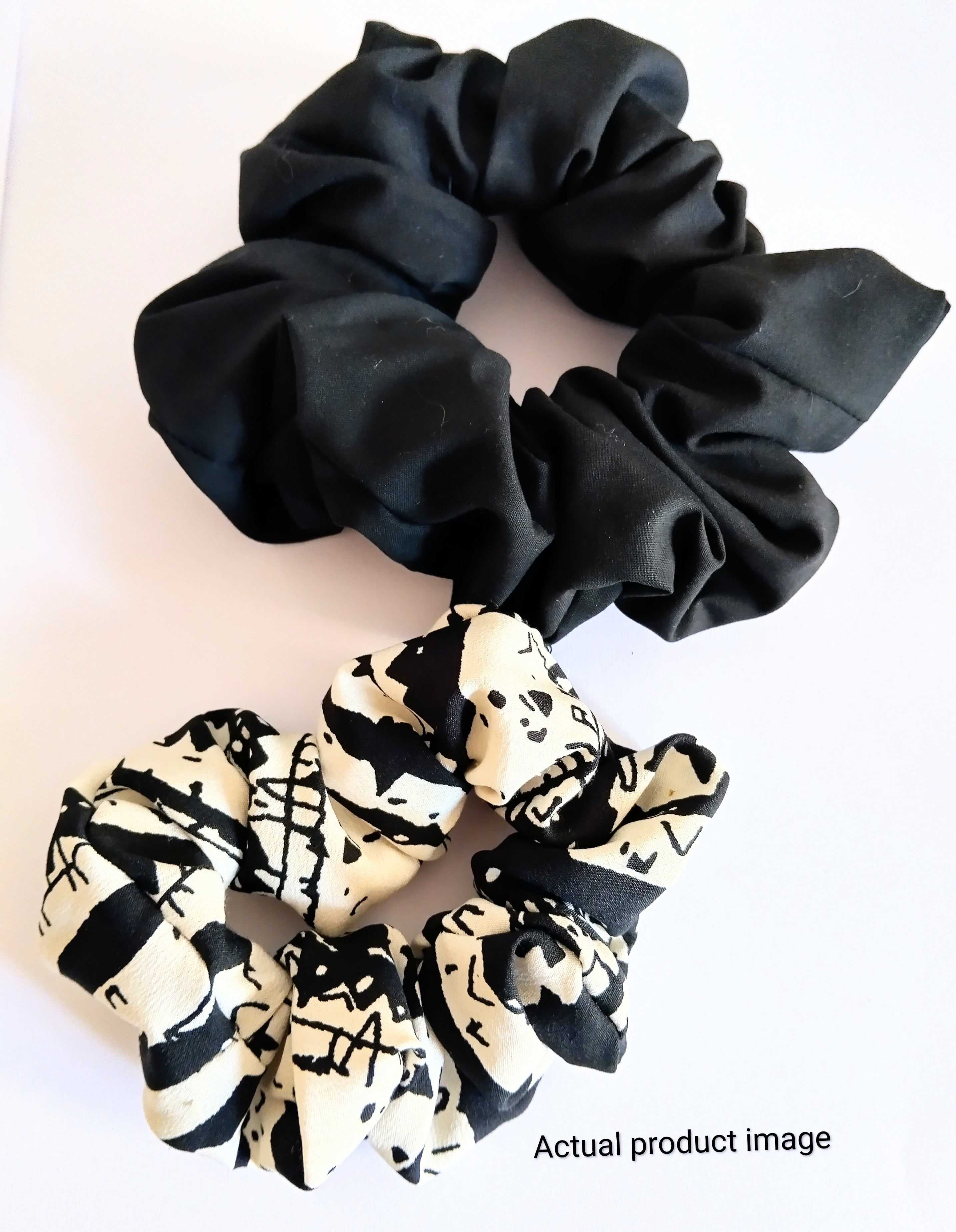 Black & White Scrunchie Duo – Set of 2 ( Up-cycled)