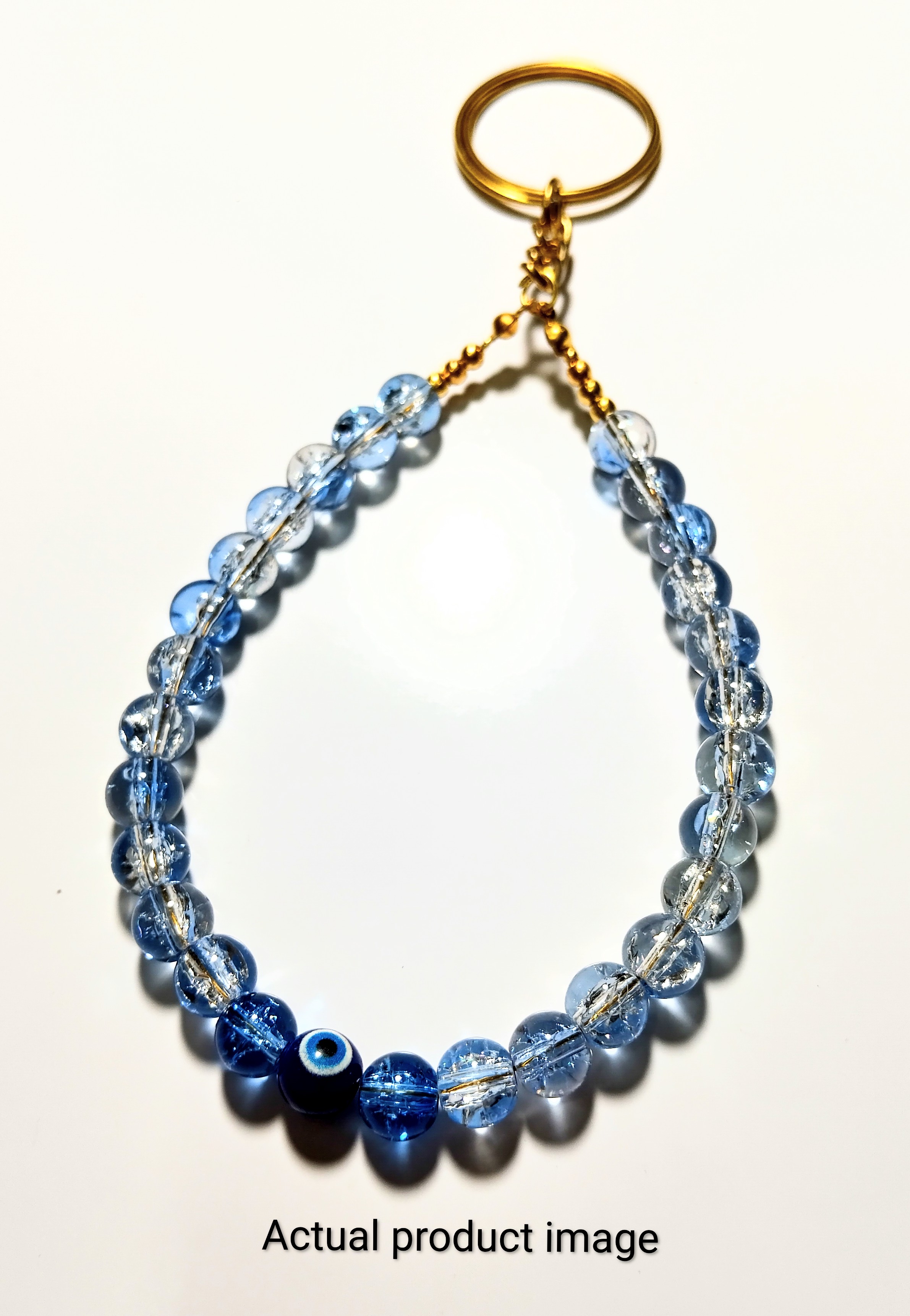Blue Evil Eye Beaded Keychain