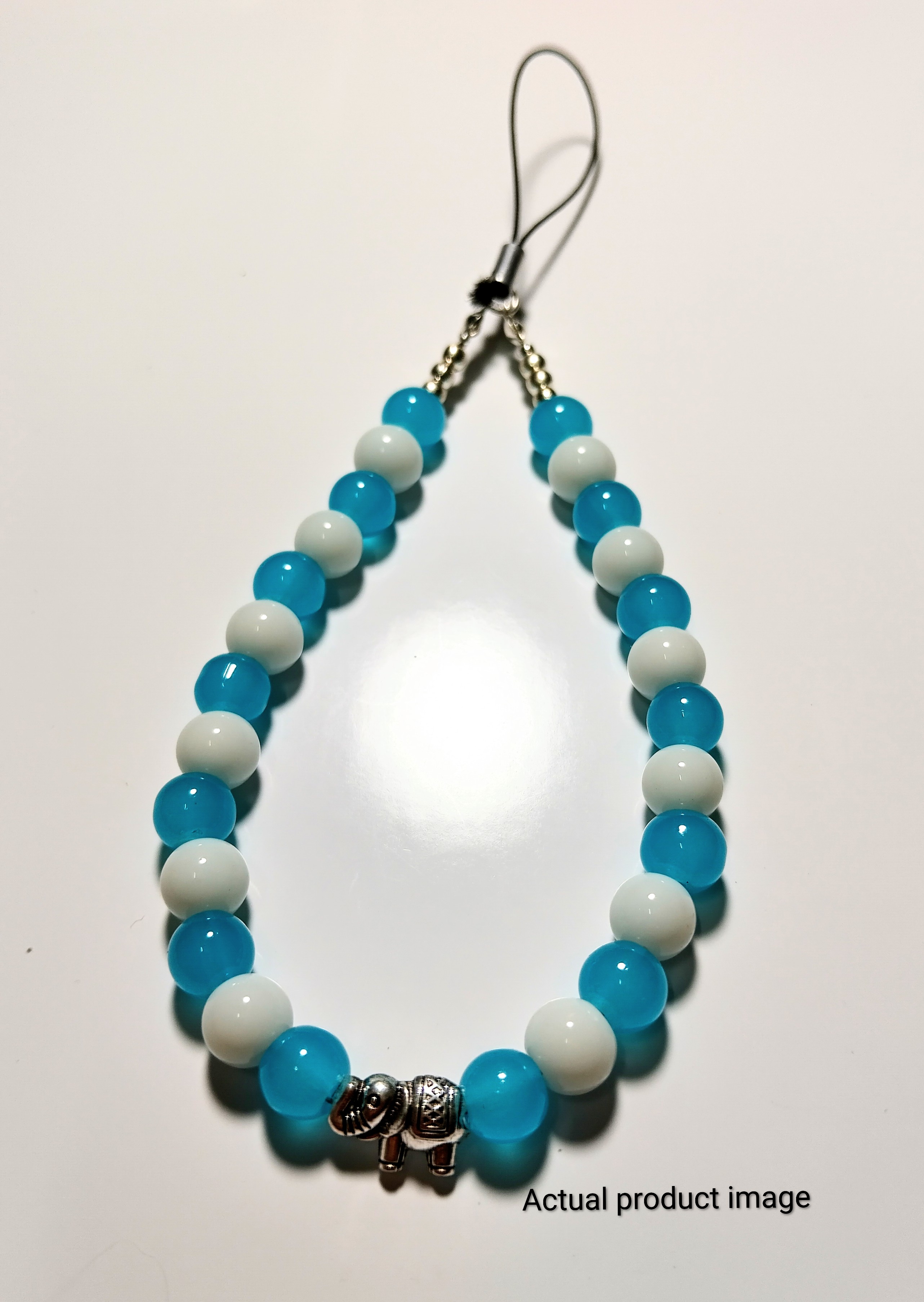 Blue & White Elephant Beaded Charm