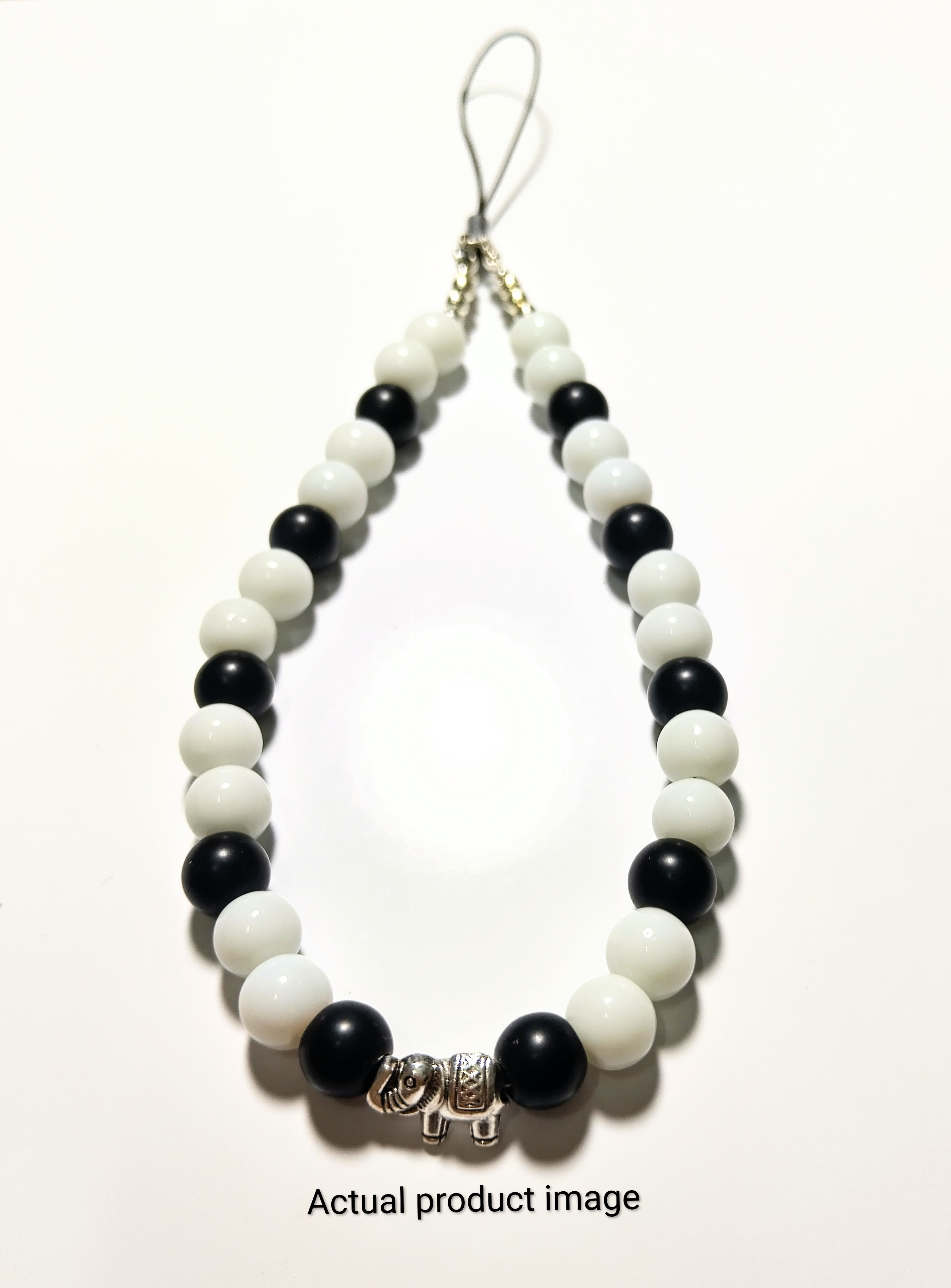 Black & White Elephant Beaded Charm
