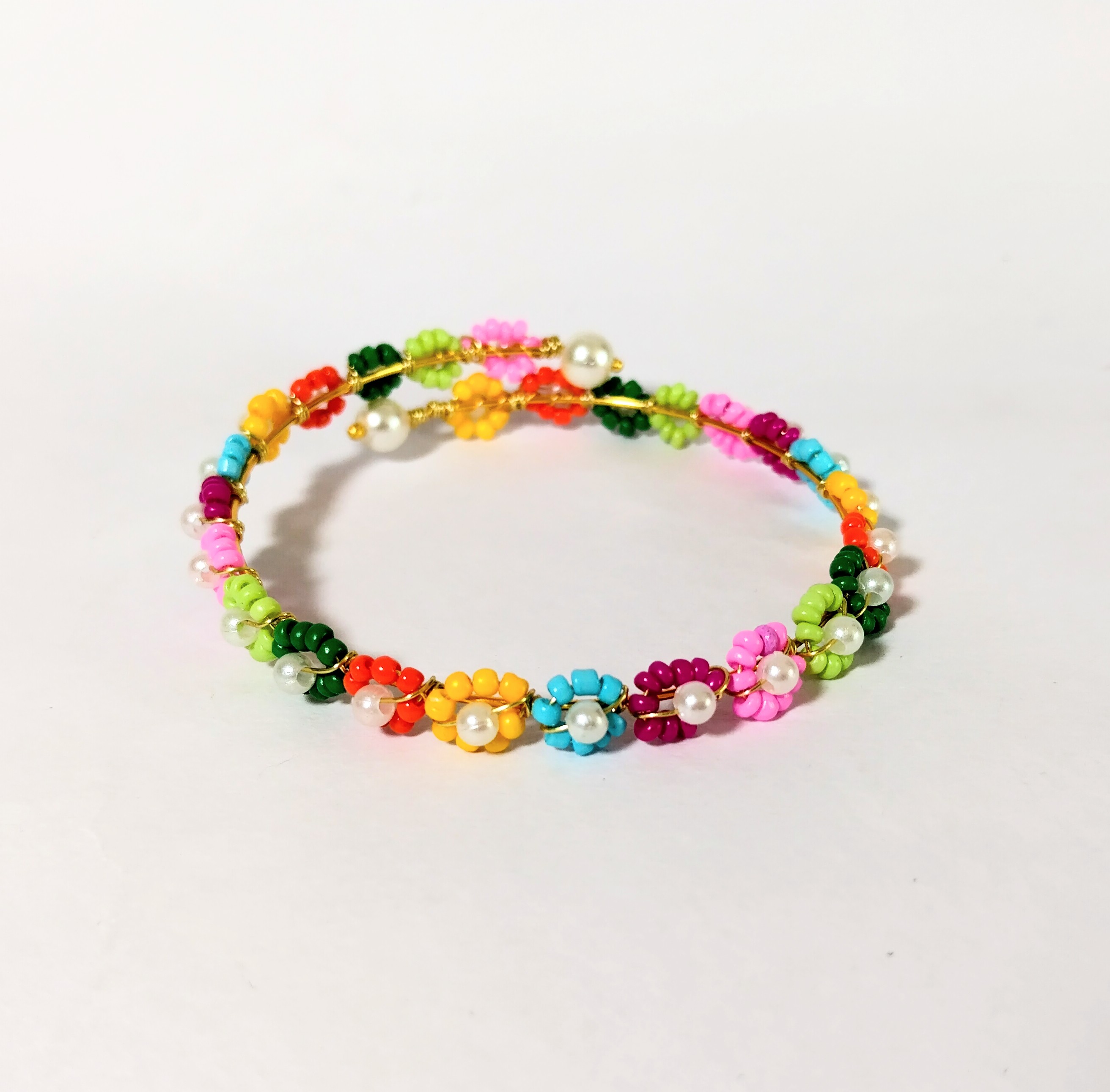 Multicolour Beaded Flower Bracelet